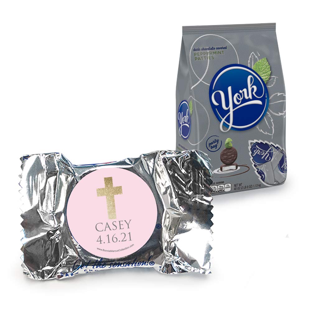 Personalized First Communion Mints for Girls - Custom DIY York Peppermint Patties (70 Count) - Perfect for Church Celebrations, Baptism Favors & Religious Party Gifts