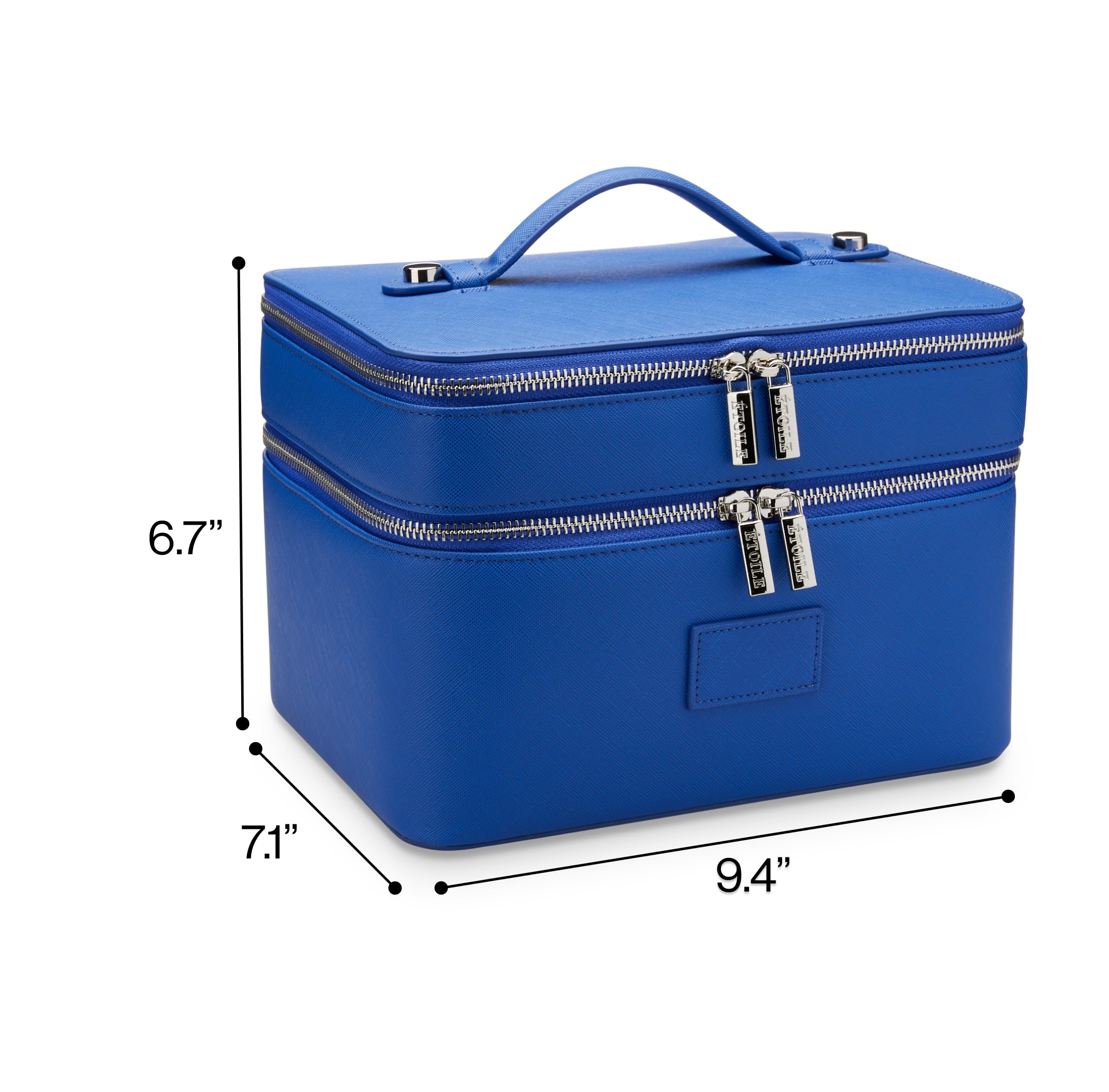 ETOILE Duo Vanity Case Cobalt - Large Travel Makeup Bag Organizer with Removable Divider & Mirror | Perfect for Makeup Storage & Travel Essentials | Great for Vacation, Business Trips & Daily Use