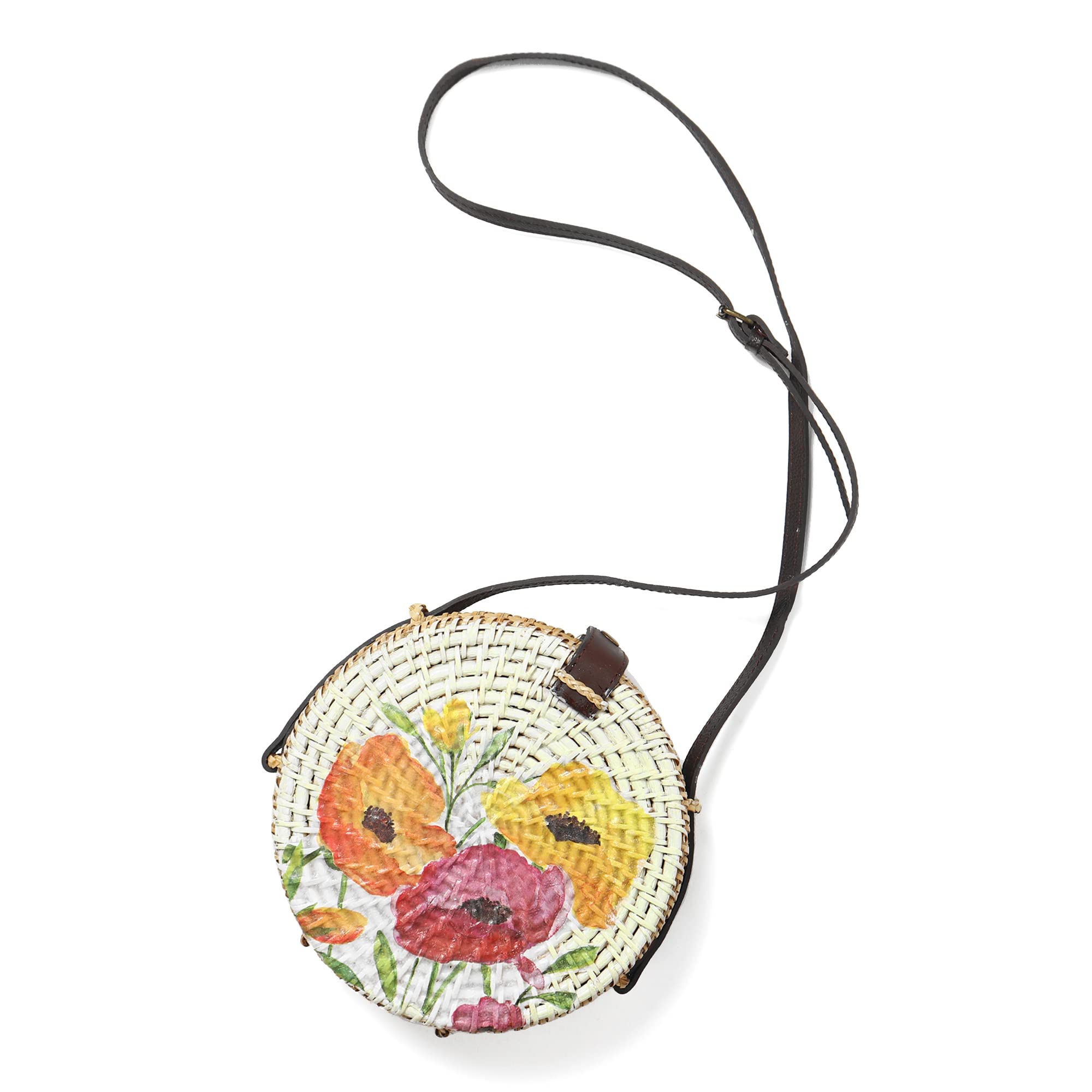 Habere India Handmade Rattan Sling Bag - Stylish Round Cane Beach Tote Bag for Women | Perfect for Vacation, Shopping & Boho Fashion Accessory