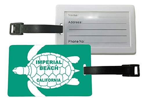 Imperial Beach California Turtle Design Souvenir Travel Luggage Tag 2-Pack - Durable Personalized ID Tags for Suitcases, Backpacks & Beach Vacations