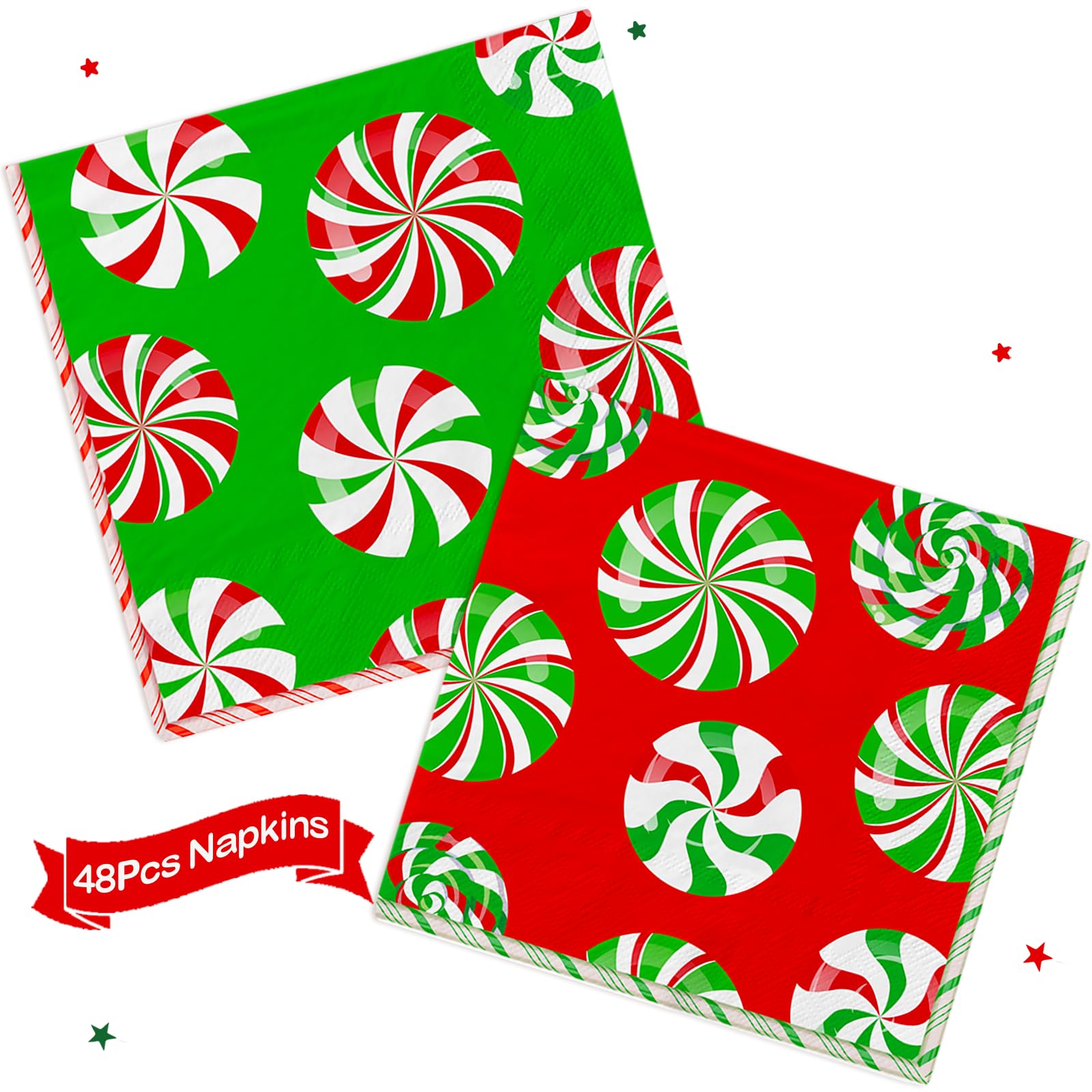 48Pcs Christmas Candy Cane Party Decorations Set - Holiday Napkins & Tableware for Christmas Party Supplies, Candy Cane Themed Party Decor - Perfect for Christmas Celebrations, Office Parties & Family Gatherings