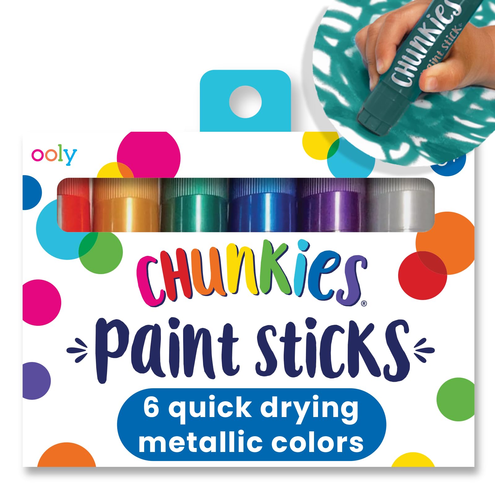 Ooly Chunkies 6 Metallic Paint Sticks for Kids - Non-Toxic Tempera Art Supplies, Quick Drying & Mess-Free Painting Set - Perfect for Easter Crafts, Classroom Activities & DIY Art Projects