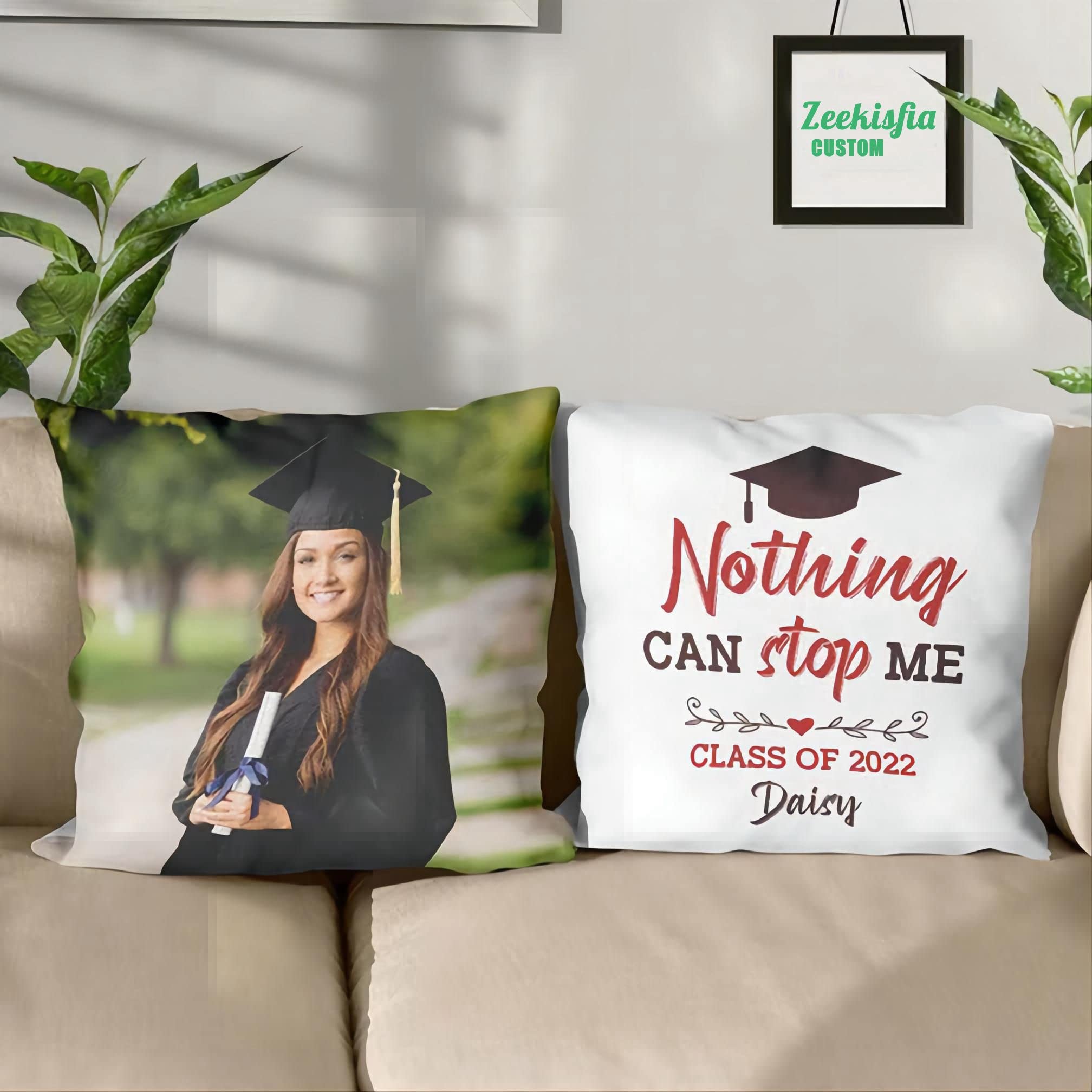 Custom Photo Graduation Throw Pillow Cover 18x18 Inch - Personalized Gift for Daughter, Son, Friends & Sisters - Home Decor, Dorm Room Decor, Graduation Party Decoration