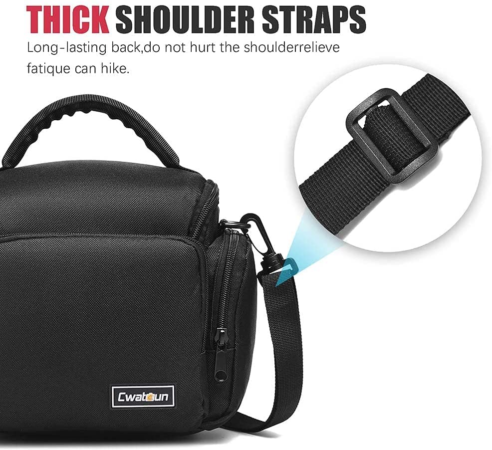 Cwatcun Waterproof Small Black Camera Bag - Compact Sling Crossbody Shoulder Bag for Canon Nikon Sony DSLR Mirrorless Cameras & Lenses - Perfect for Travel, Hiking & Photography Enthusiasts