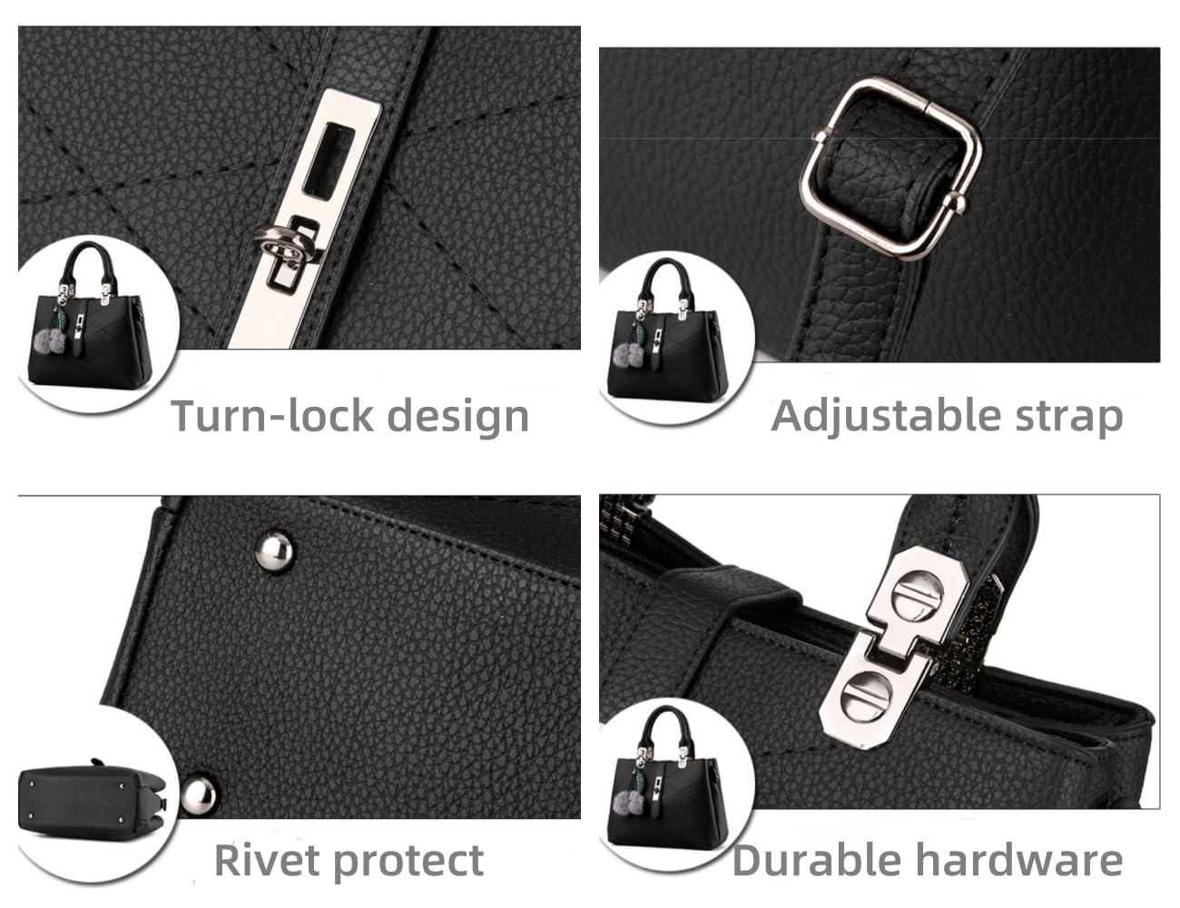 Stylish Women's Top Handle Satchel Tote Bag with 3 Compartments - Versatile Crossbody Purse for Work, Travel & Everyday Use | Medium Size Fashion Handbag for Ladies