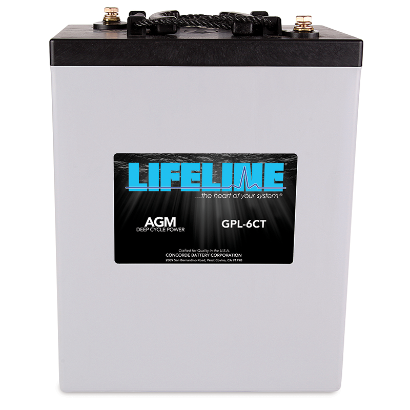Lifeline 6V 300AH Deep Cycle AGM Battery - Marine, RV, Solar Power & Off-Grid Applications - GPL-6CT