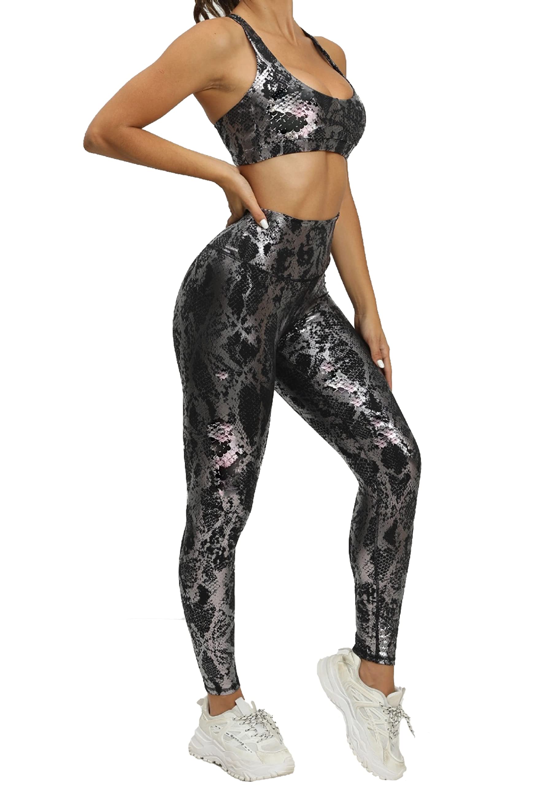 Women's 2-Piece Workout Set - Seamless Yoga Sports Bra & High-Waist Leggings for Gym, Running & Fitness | Comfortable Activewear for Yoga, Pilates & Home Workouts
