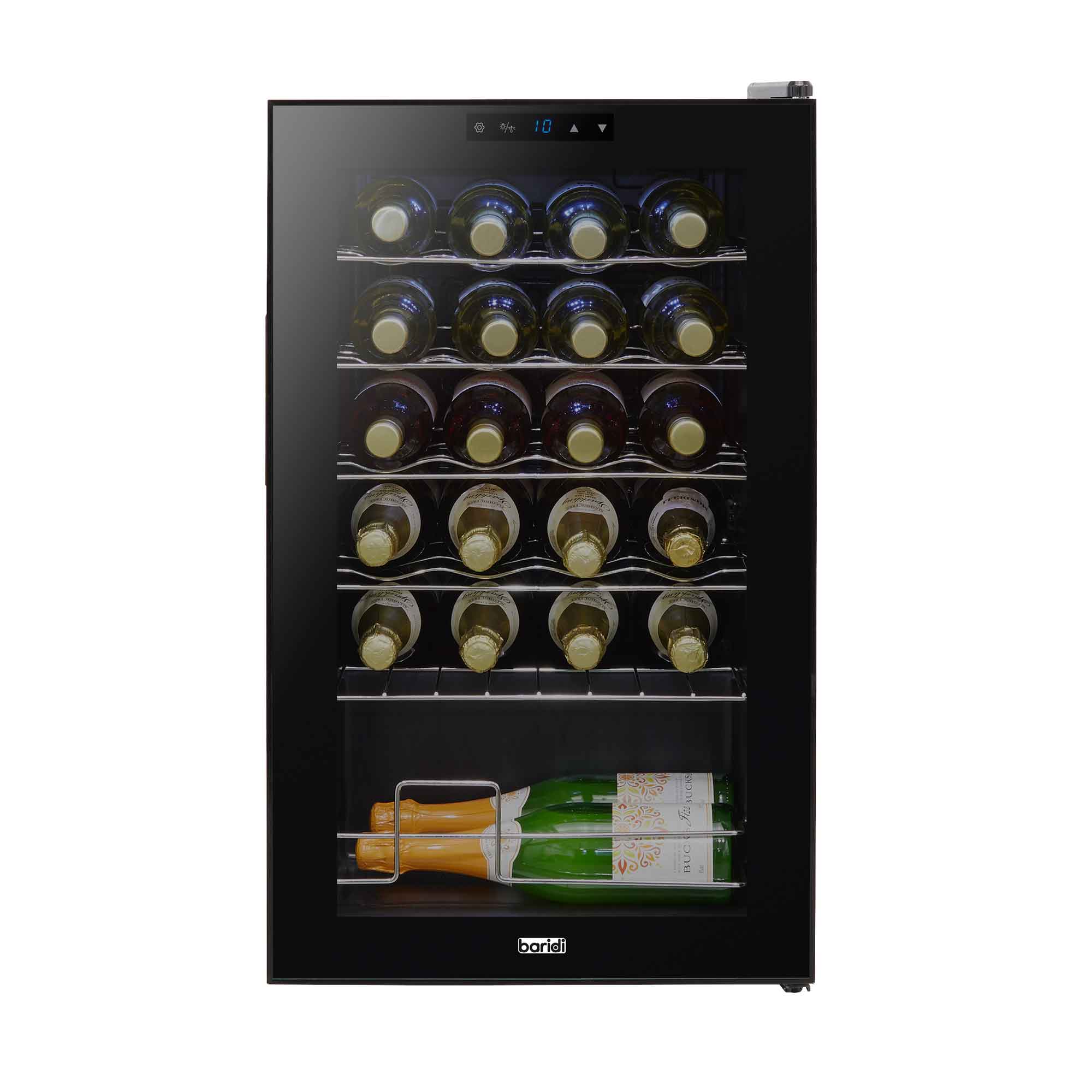 Baridi 24 Bottle Wine Cooler Refrigerator - Digital Touch Screen Control, LED Interior Lighting, Freestanding Black Wine Fridge - Perfect for Home Bars, Restaurants, and Wine Cellars