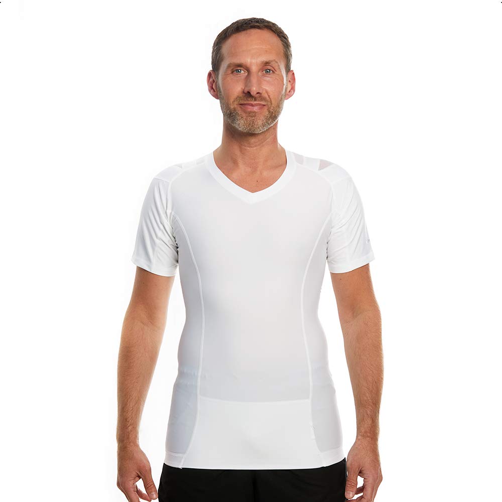Men's Posture Corrector T-Shirt - Breathable Mesh Back Brace for Shoulder & Spine Alignment - Relieves Neck, Cervical & Lumbar Pain - Ideal for Office Work, Driving & Daily Activities
