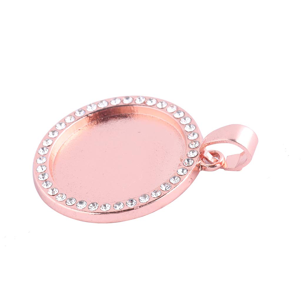 10pcs Round Rhinestone Cabochon Pendant Setting Trays 20mm - DIY Jewelry Making Supplies for Necklace, Bracelet & Earrings (Rose Gold) - Perfect for Wedding, Party & Gift Jewelry Crafting