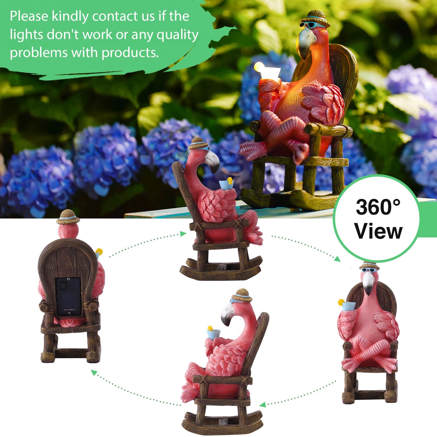 Goodeco Solar Flamingo Statue Outdoor - 8.1 Inch Pink Garden Decor, Eco-Friendly Solar Powered, Perfect for Fairy Gardens, Patio, Lawn, or Poolside Decor, Ideal Birthday or Mother's Day Gift