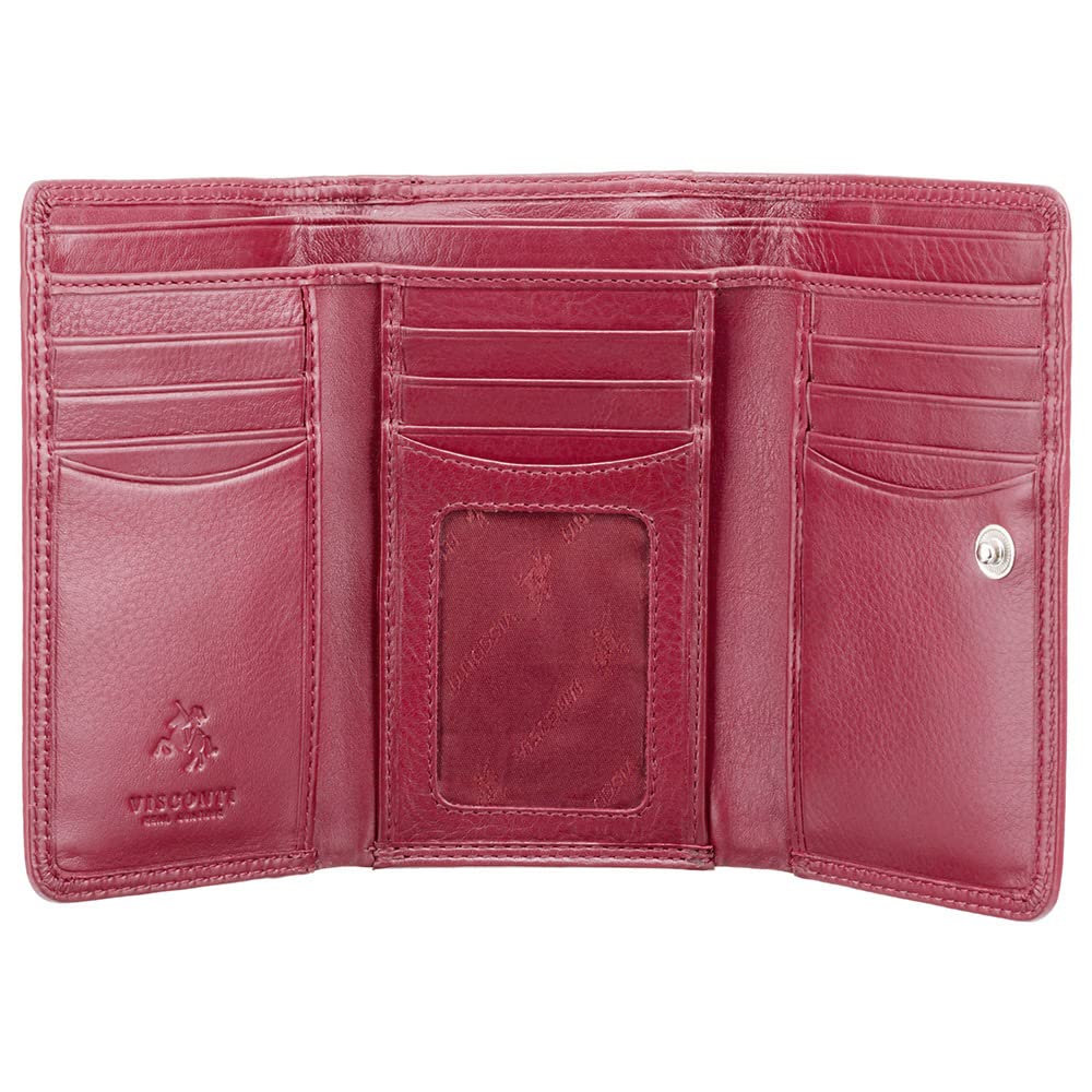 Visconti Heritage -32 Soft Leather Trifol Wallet for Men - Genuine Italian Leather RFID Blocking Bifold Wallet with Money Clip (Red) - Perfect Gift for Dad, Husband, Graduation & Business Professionals