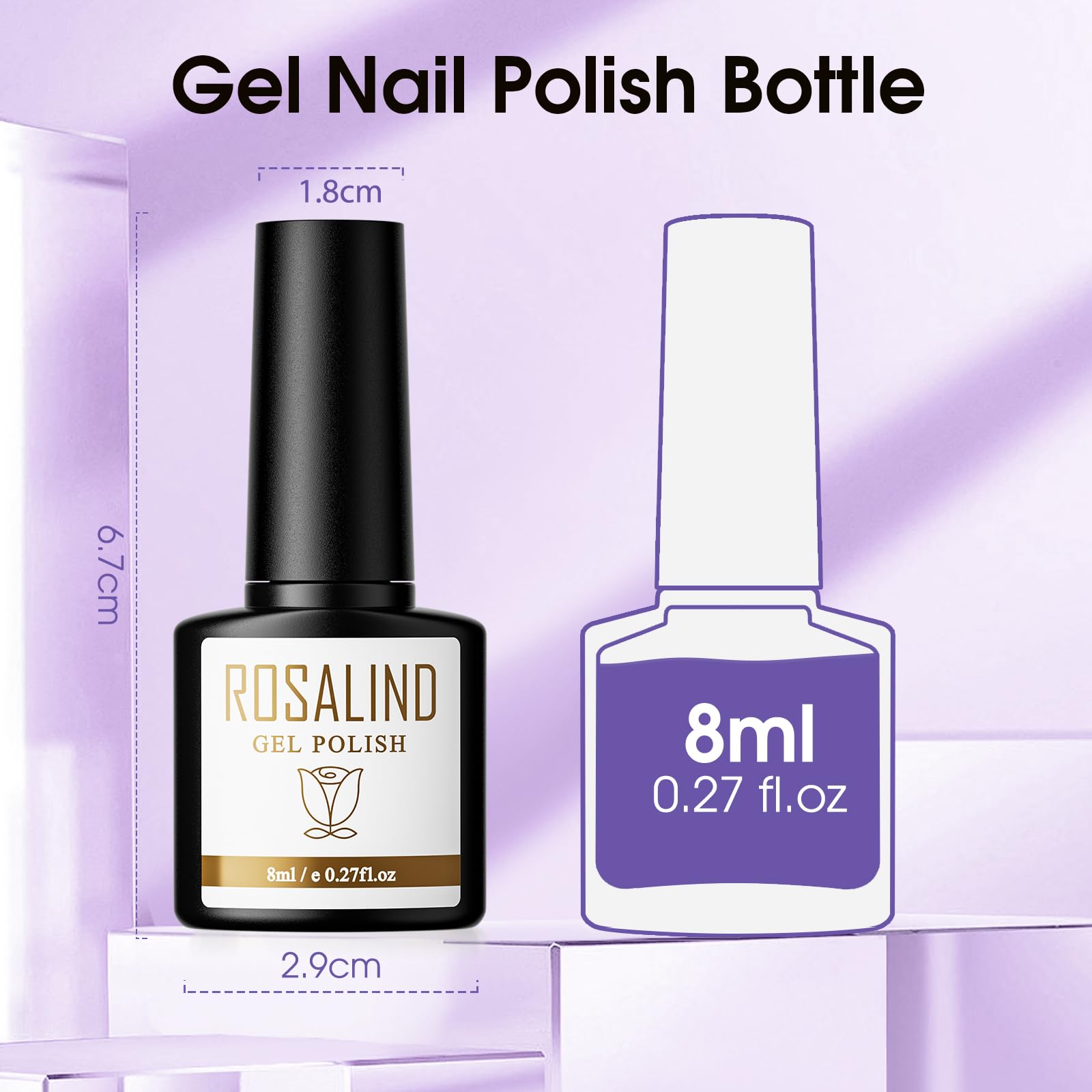 ROSALIND 6 Colors UV Gel Polish - Lilac Purple Glitter for DIY & Salon Nails