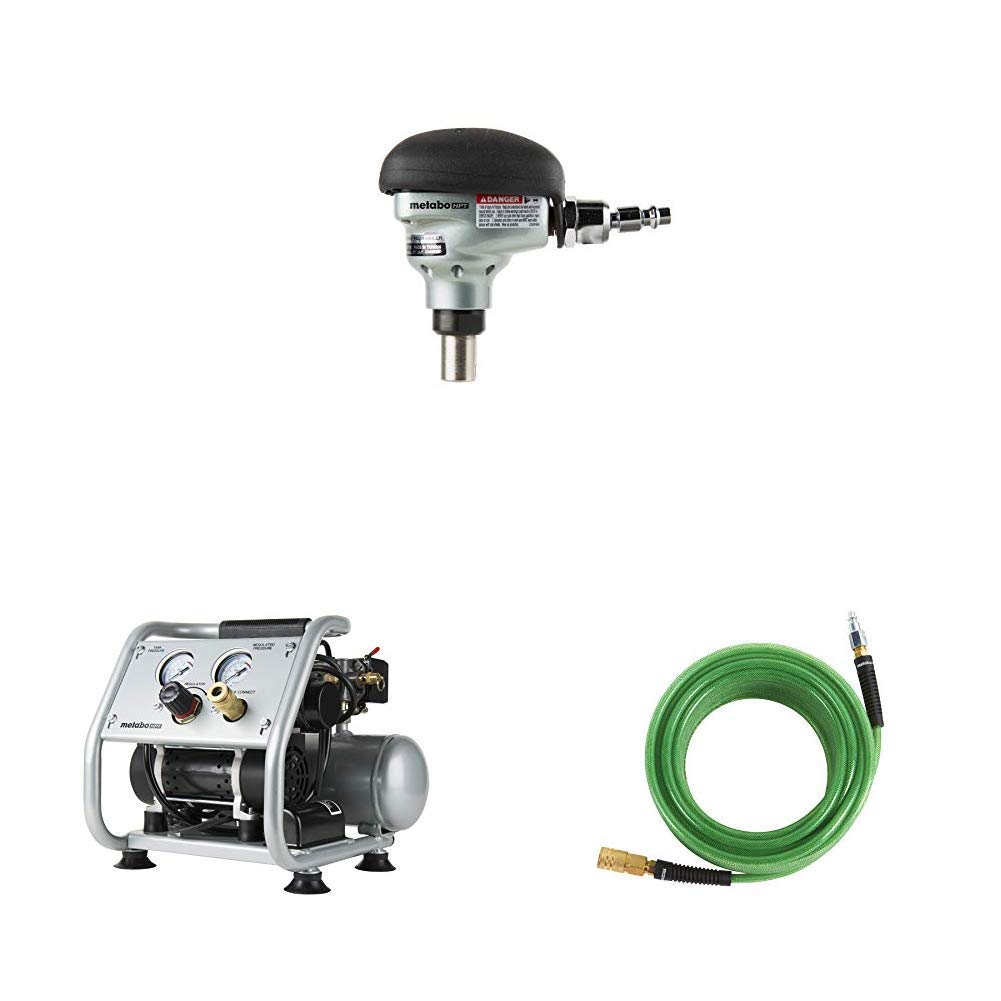 Metabo HPT NH90AB 3-1/2 Inch Palm Nailer Kit with EC28M 1 Gallon Quiet Air Compressor & 115155M Air Nailer Hose - Professional Pneumatic Nail Gun Set for Framing, Roofing, and Woodworking Projects