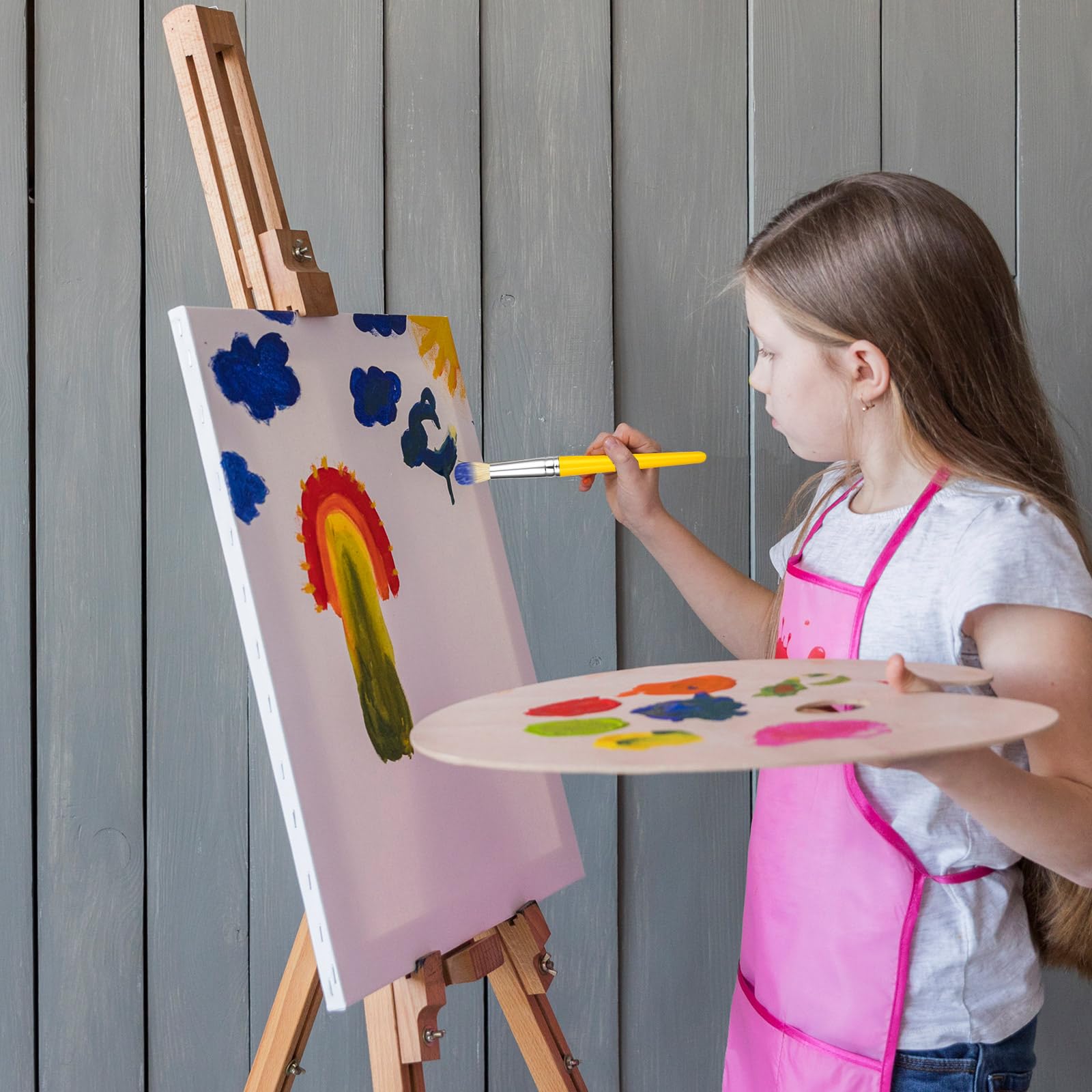 30 Pcs Kids Paint Brushes Set - Colorful Chubby Toddler Paint Brushes for Acrylic & Washable Paint, Easy to Clean & Grip, Round & Flat Tip Preschool Art Supplies - Perfect for Classroom, Home DIY Crafts & Children's Painting Activities