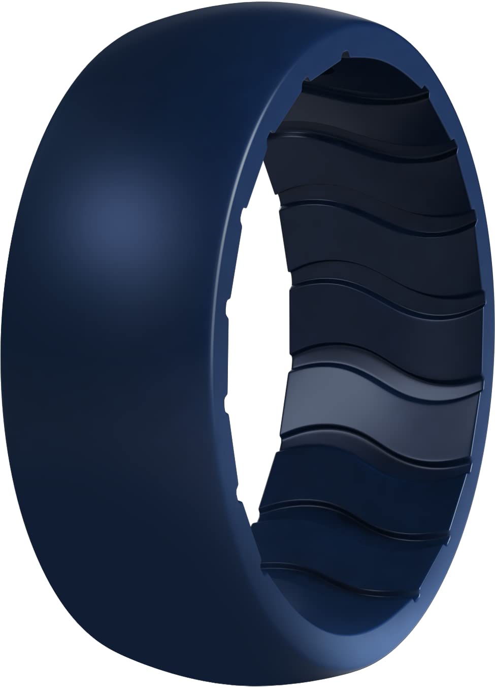 Dooke Breathable Men's Silicone Wedding Ring - Comfortable Rubber Band for Active Men (Black/Blue Camo) - Perfect for Gym, Workout, Swimming & Outdoor Activities