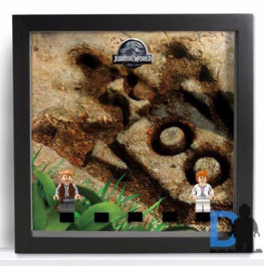 Lego® Jurassic World Minifigure Display Stand with Dinosaur Footprint Background - Perfect for Showcasing Collectible Minifigures in Home or Office Decor