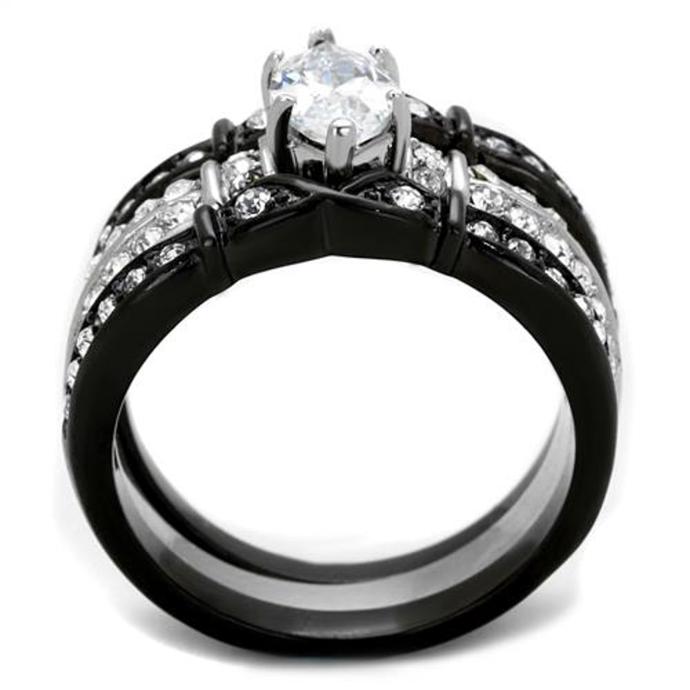 His & Her Stainless Steel Wedding Rings Set - 4-Piece Titanium Bands for Couples