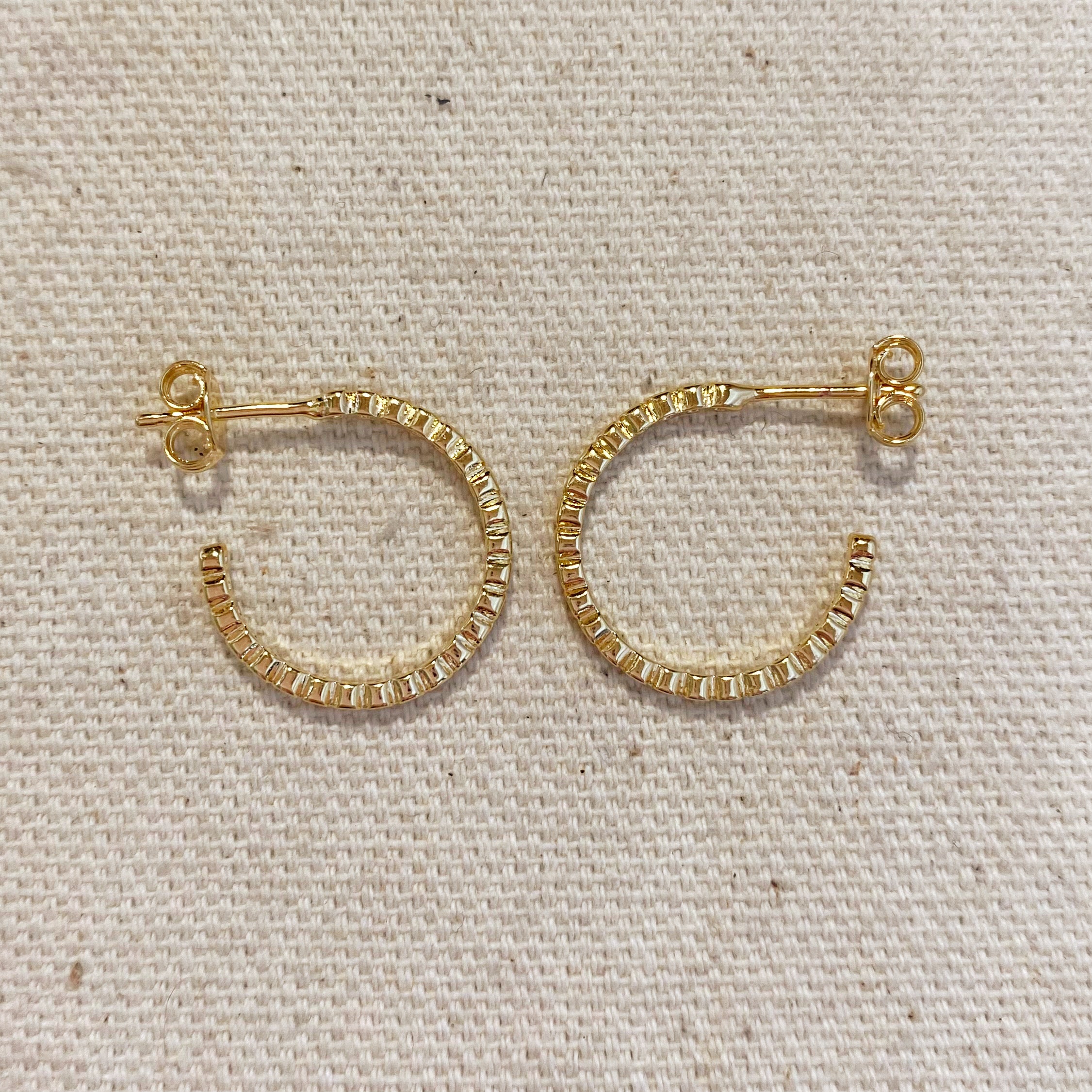 18K Gold Filled 18mm Bezel Cubic Zirconia C Hoop Earrings for Women - Elegant Dangle Hoops for Party, Wedding & Everyday Wear
