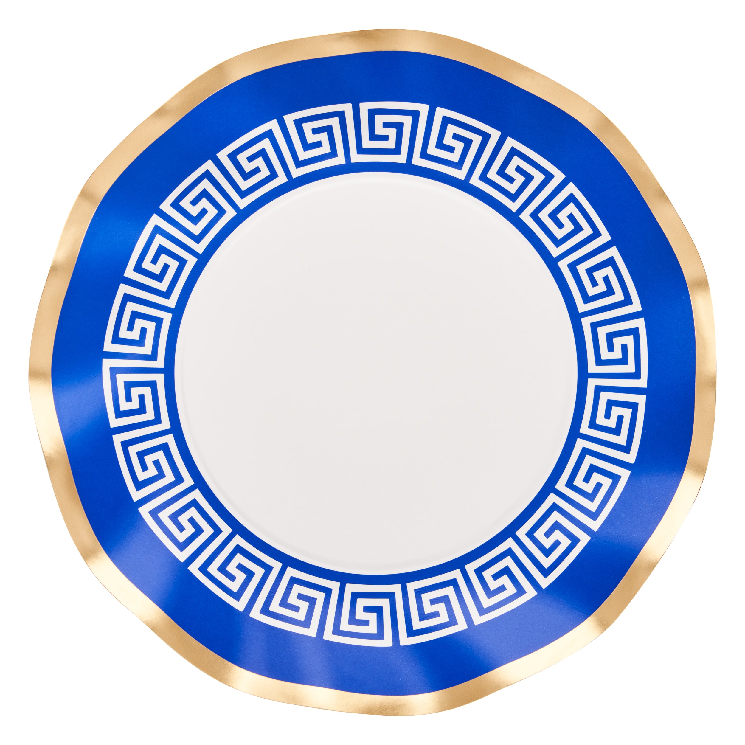 Greek Key Wavy Paper Salad Plates - 8 Pack Disposable Appetizer Dessert Plates for Parties, Picnics, BBQs & Events - Elegant Decorative Paper Plates for Weddings, Birthdays & Holiday Gatherings