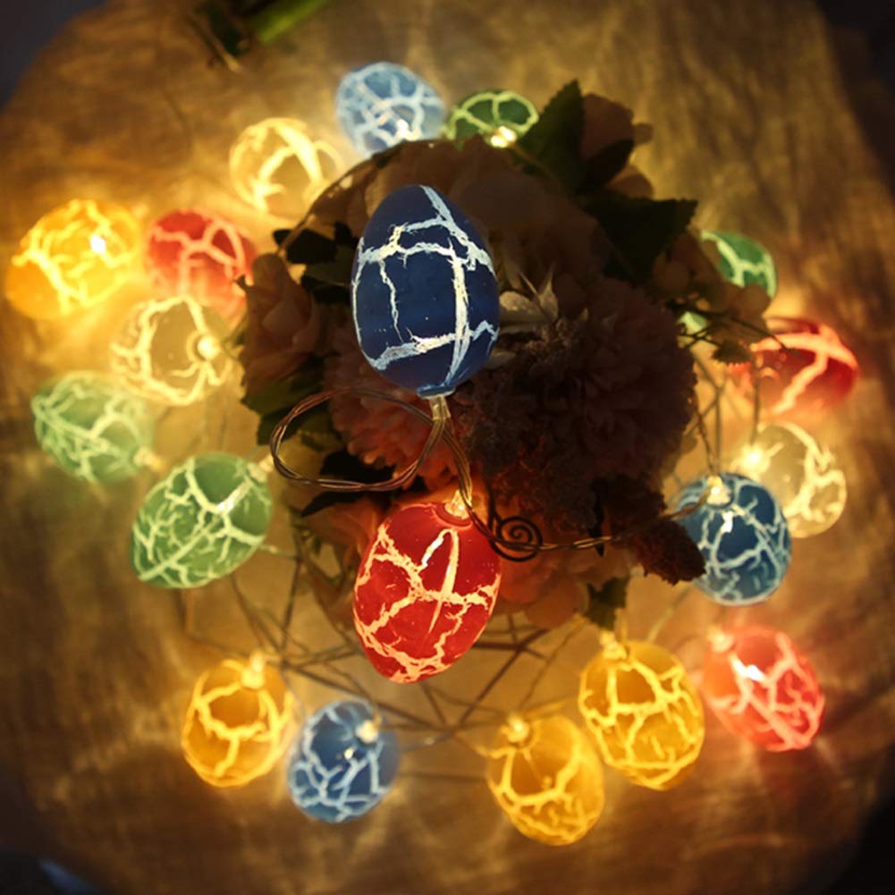 10 LED Pastel Easter Egg String Lights - Battery Operated Fairy Lights for Easter, Spring Theme Party, Bedroom, Holiday Decor - Indoor Home Decoration for Festive Atmosphere
