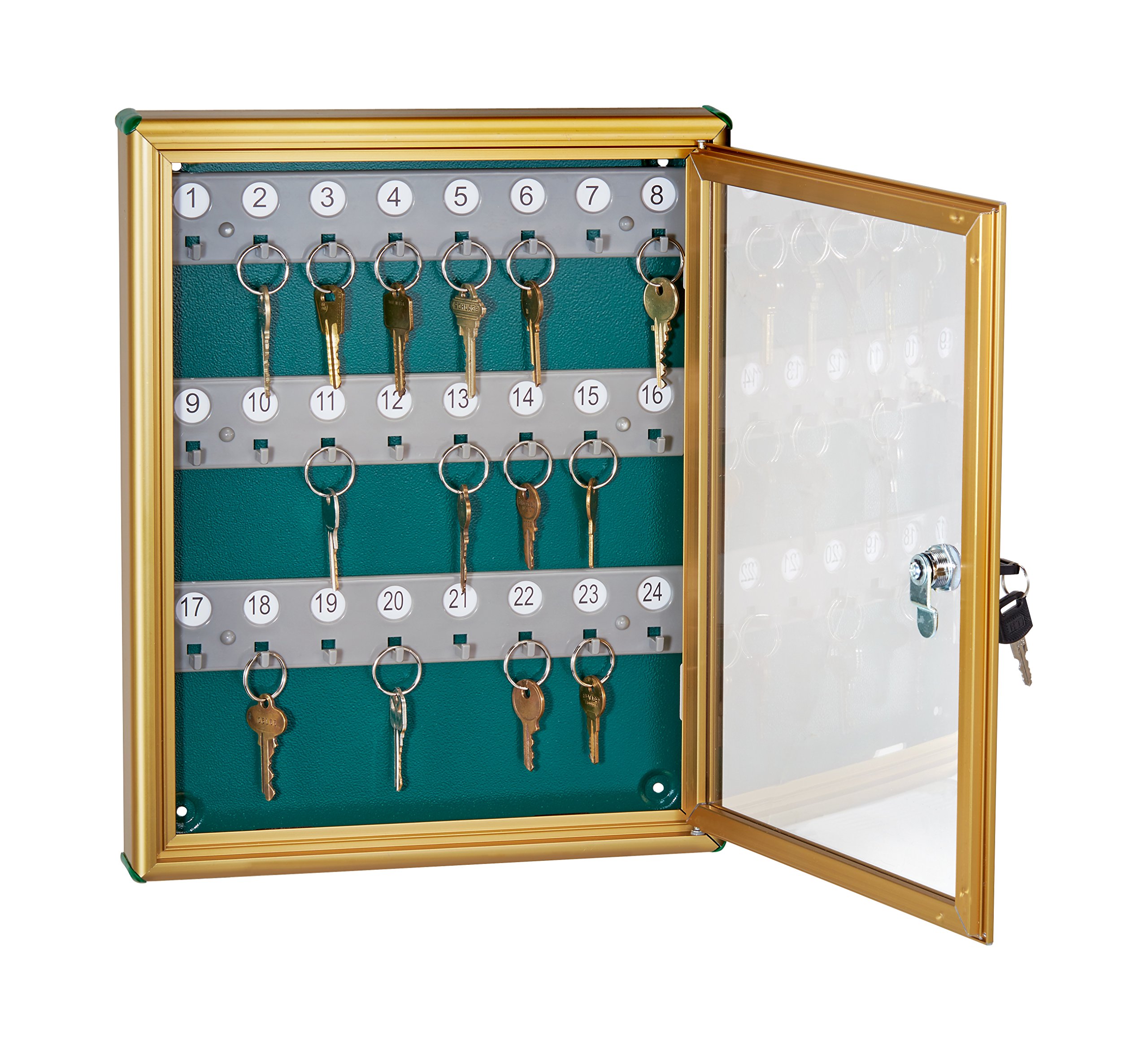 AdirOffice 24-Key Wall Mount Lock Box - Gold for Home & Office Security