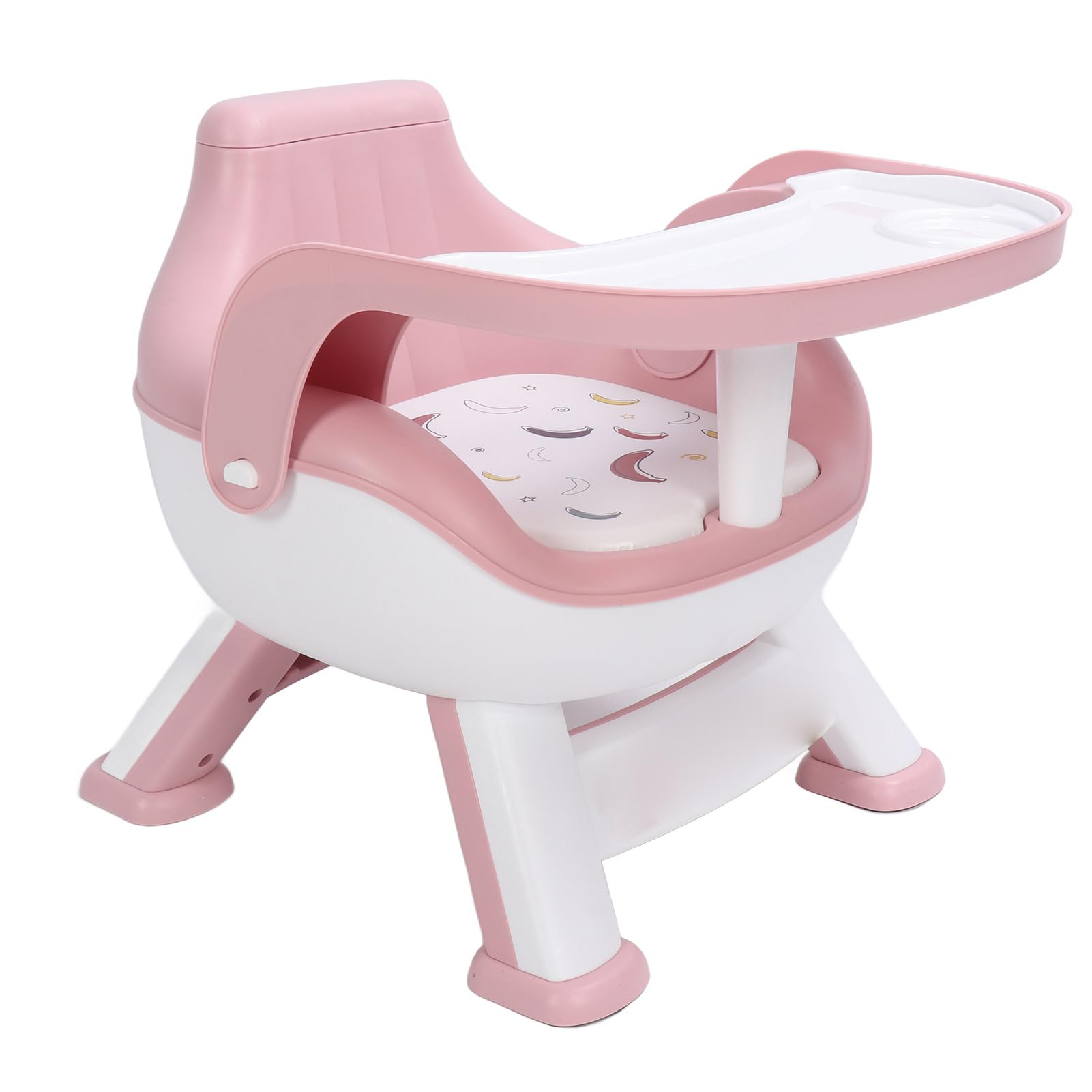 **Baby High Chair for Floor Feeding - Soft Squeaky Cushion & Heavy-Duty Frame with Double-Layer Tray - Adjustable & Portable for Home Use (Yellow) - Perfect for Infants Learning to Eat Independently**