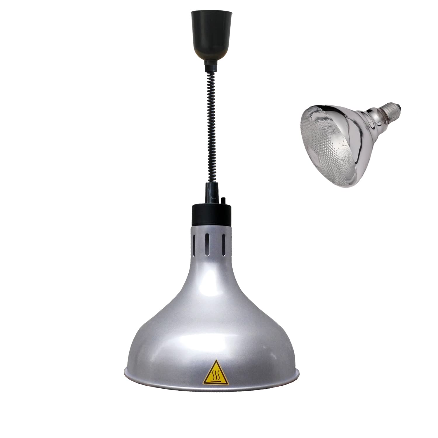 Commercial Food Warmer Light - Adjustable Telescopic Heating Lamp for Buffet, Kitchen & Restaurant (29cm Diameter, 60-150cm Height Adjustable, Silver) - Perfect for Keeping Food Warm at Catering Events, Buffet Tables & Commercial Kitchens