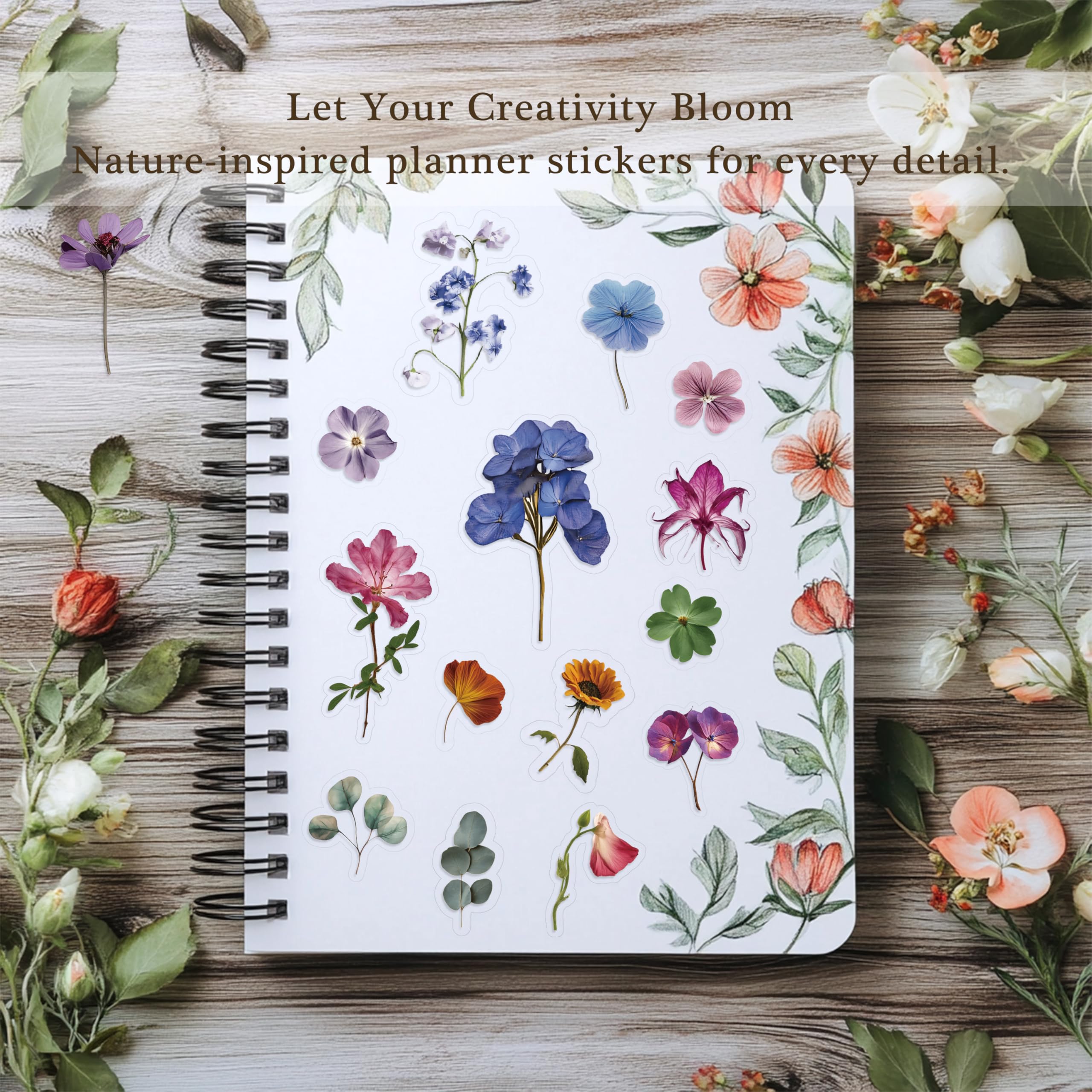 500 Pieces Pressed Flower Stickers (36 Sheets) - Dried Flower Decals for Scrapbooking, Junk Journals, Bullet Journals & Planners - Perfect for DIY Crafts, Memory Books & Stationery Decoration