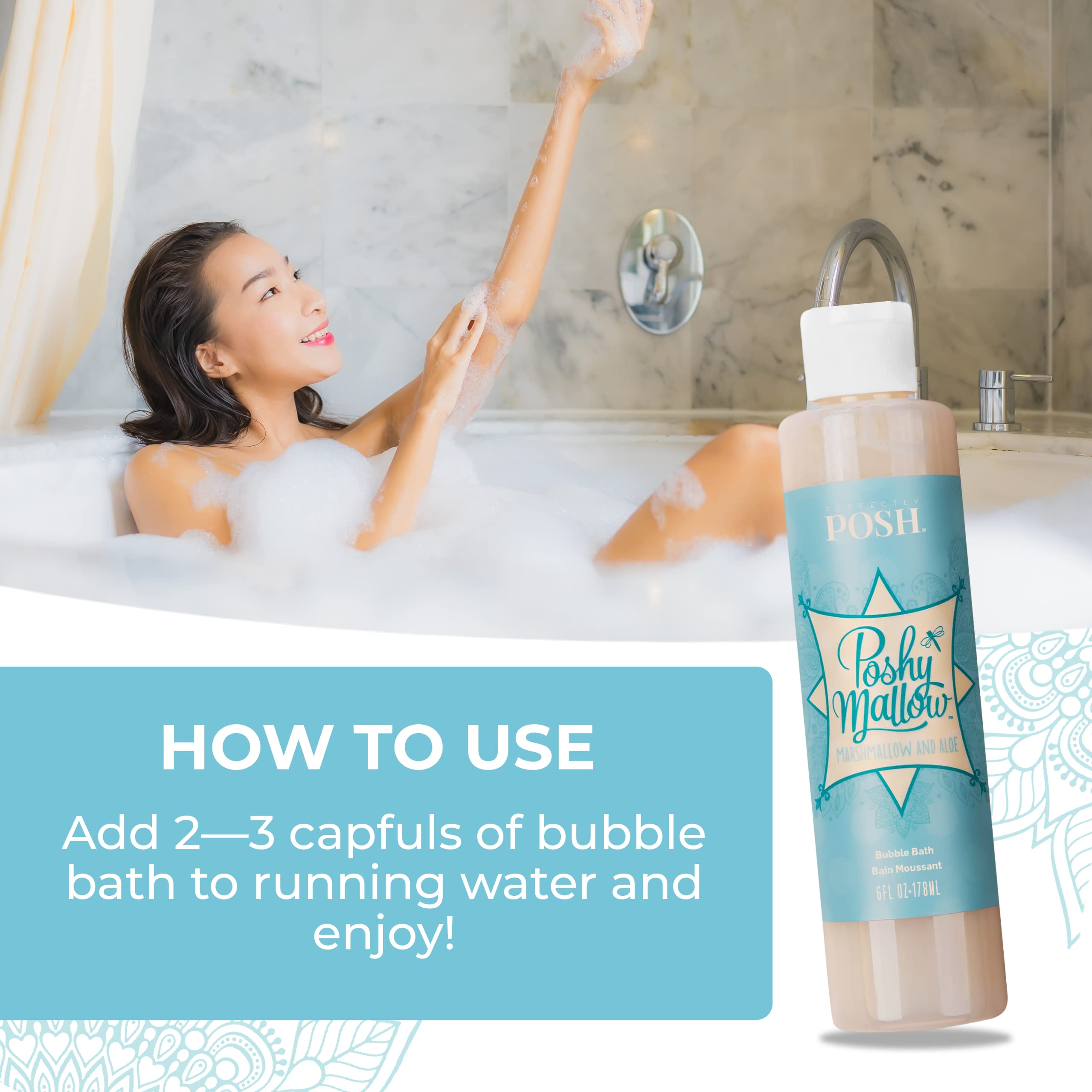 Poshymallow Bubble Bath by Perfectly Posh | Luxurious Foaming Bath for Relaxation & Self-Care | Perfect for Spa Nights, Stress Relief & Gift Giving