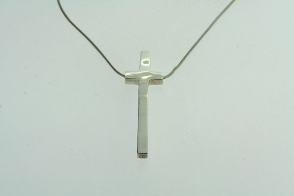 Long Sterling Silver Cross Pendant on Snake Chain - Elegant Religious Jewelry for Women, Perfect for Gifts, Church, and Everyday Wear
