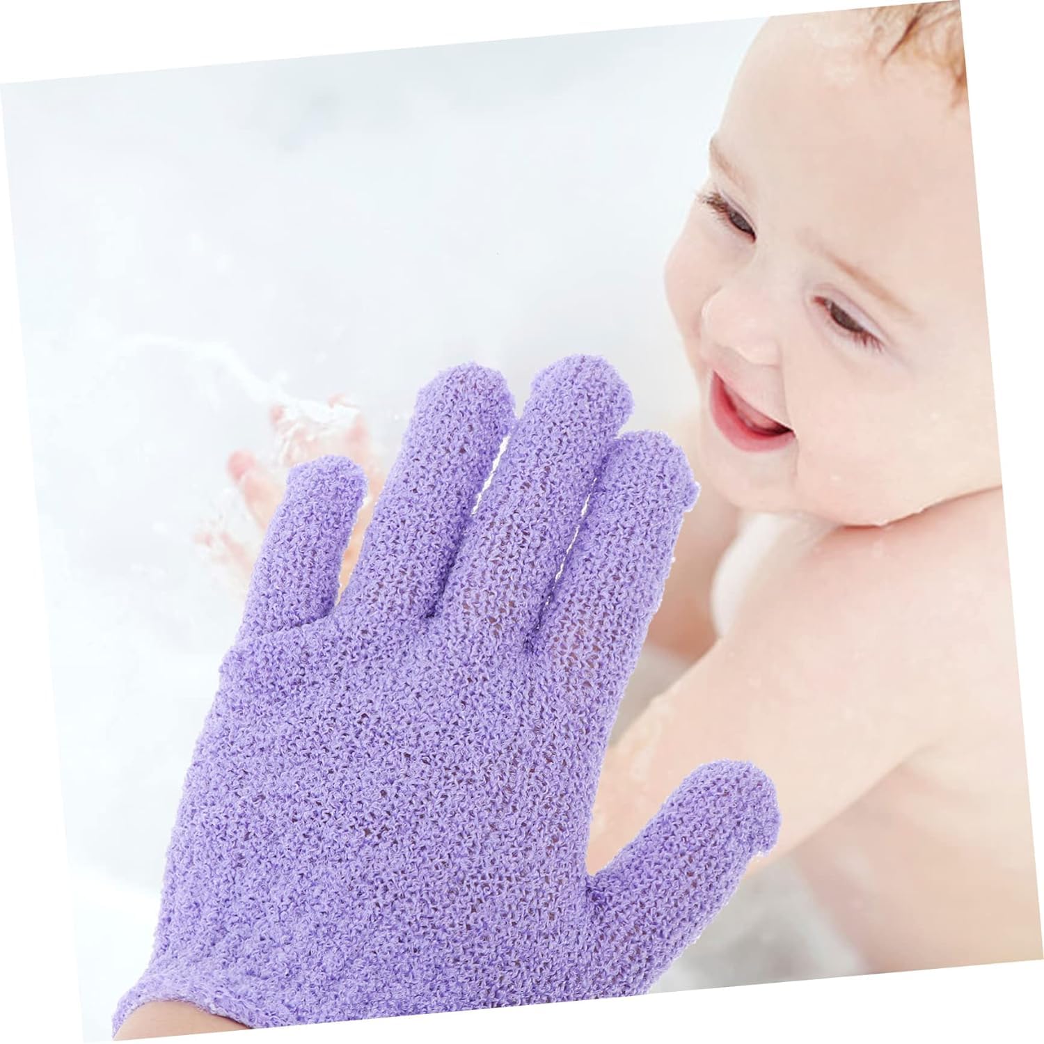 Exfoliating Bath Mitt Gloves - 2 Pairs Pink, Dead Skin Cell Remover & Body Whitening Scrubber for Shower & Spa | Perfect for Sensitive Skin & Dry Brushing Routine