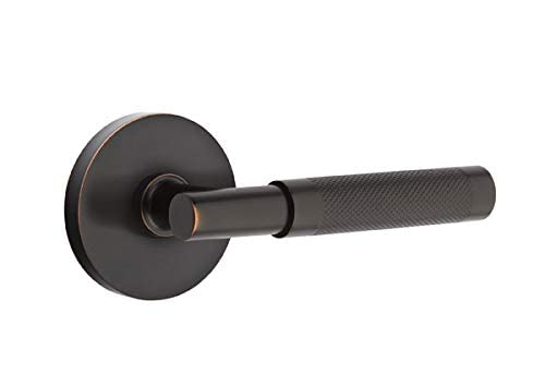 Emtek Select Privacy Door Knob - Oil Rubbed Bronze Finish with Disk Rosette & T-Bar Stem - Knurled Handle for Smooth Operation - Perfect for Bedrooms, Bathrooms & Private Spaces
