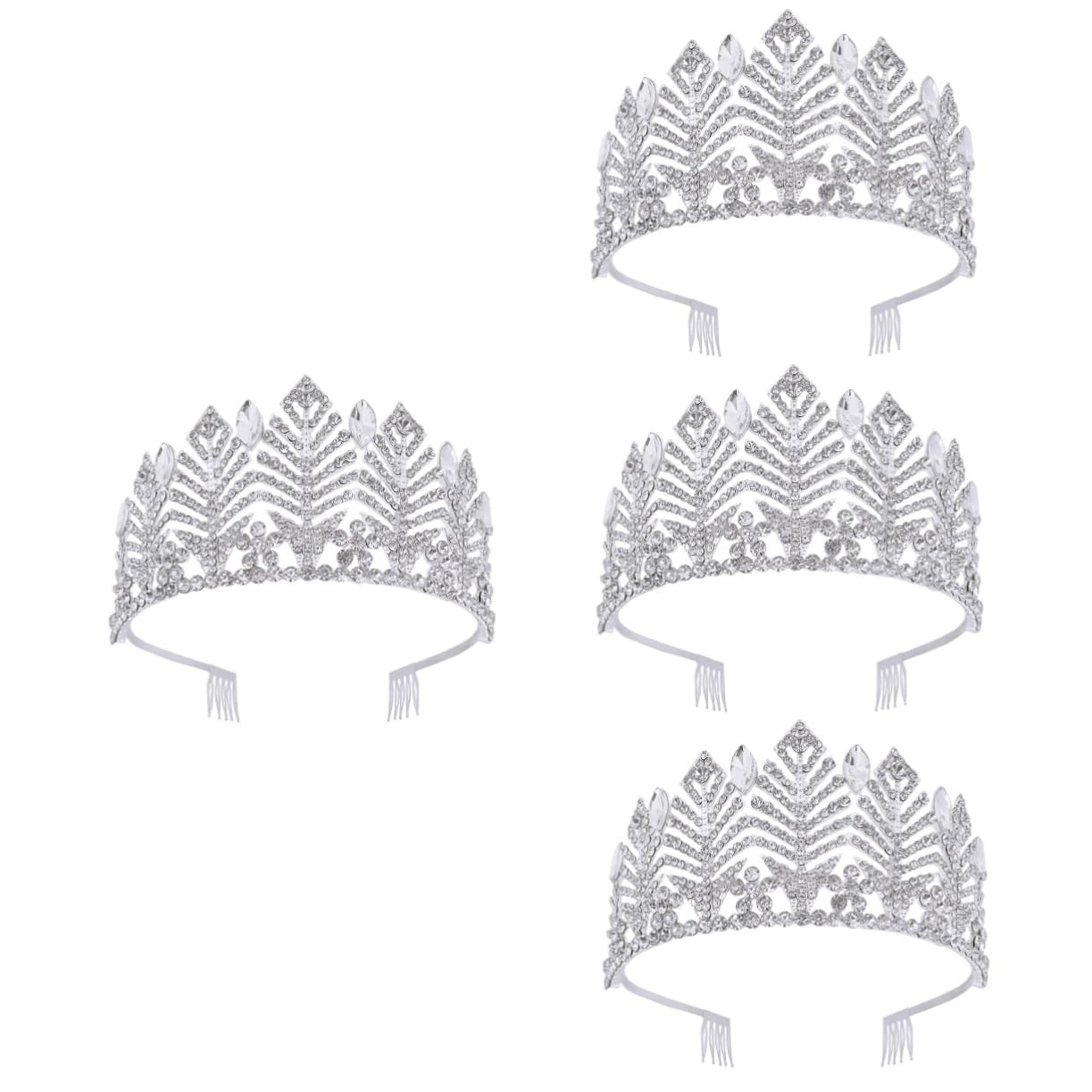 4pcs Baroque Crown Headdress Set for Brides, Girls, Pageants & Cosplay – Rhinestone Wedding Hair Accessories for Parties, Festivals & Costume Decor