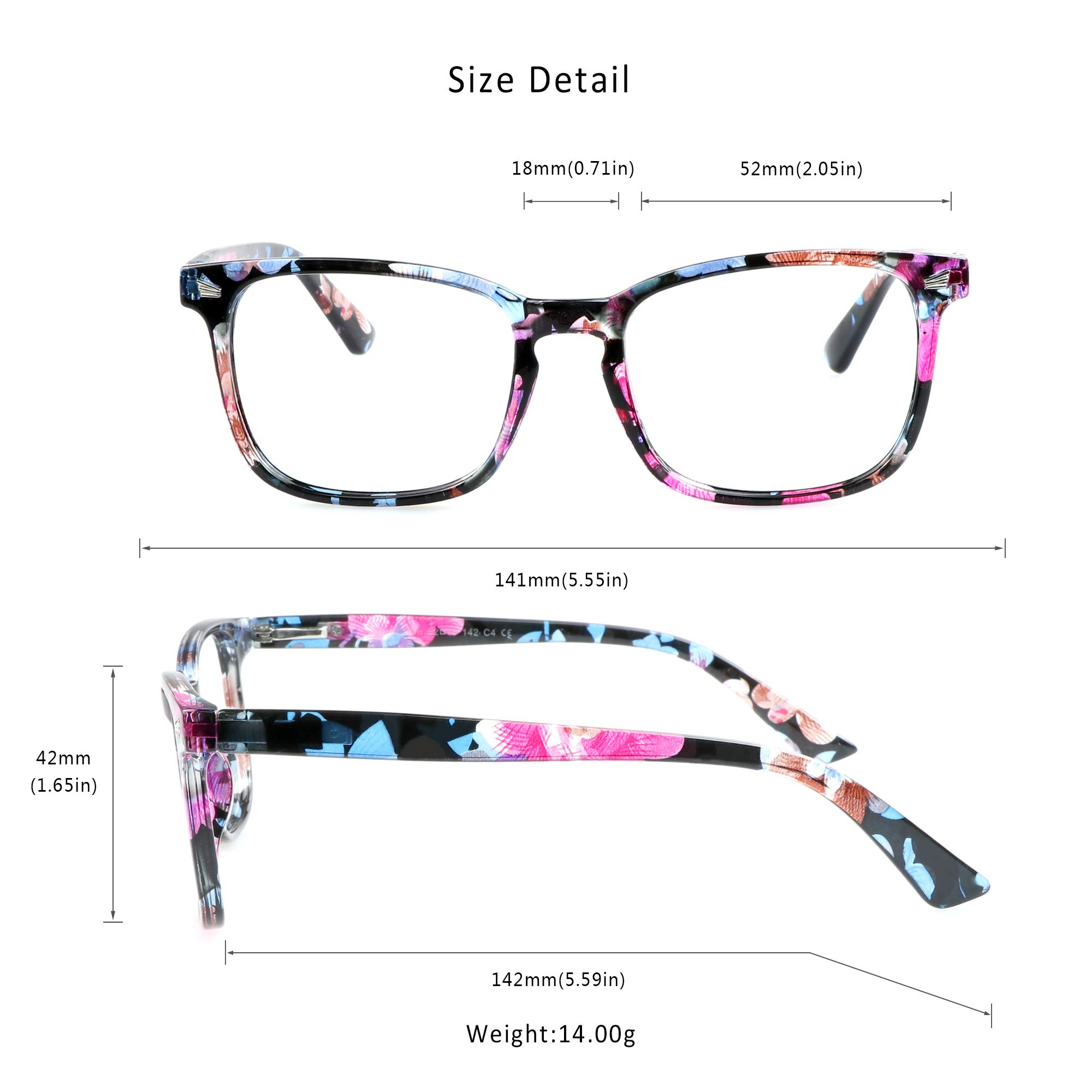 LifeArt Bifocal Reading Glasses with Round Lenses - Blue Light Blocking, Anti Glare Computer Glasses for Women - Gaming, TV & Digital Screen Use (Floral Design, +0.00/+1.75 Magnification)