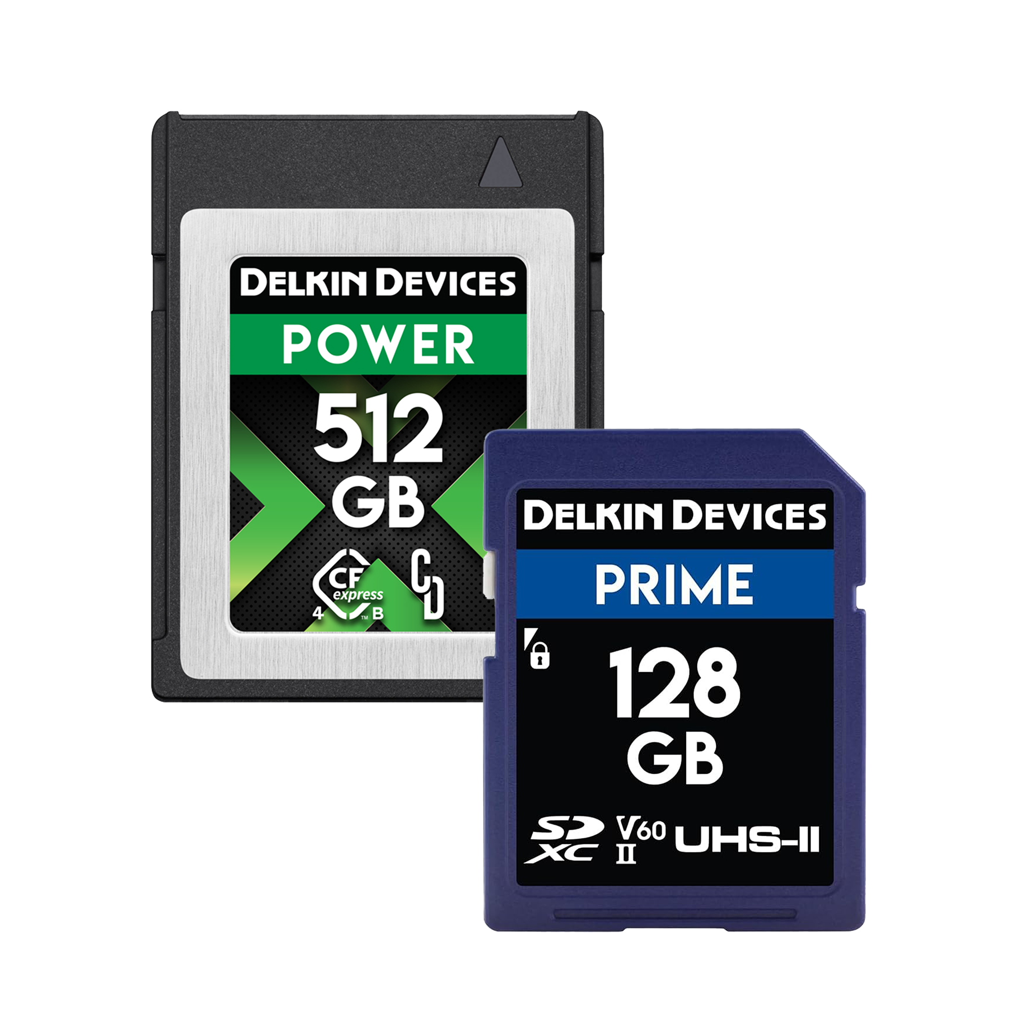 **Delkin Devices 512GB POWER CFexpress 4.0 Type B & 128GB PRIME UHS-II SDXC Memory Card Bundle – High-Speed Storage for Professional Photography & 4K Video Recording**
