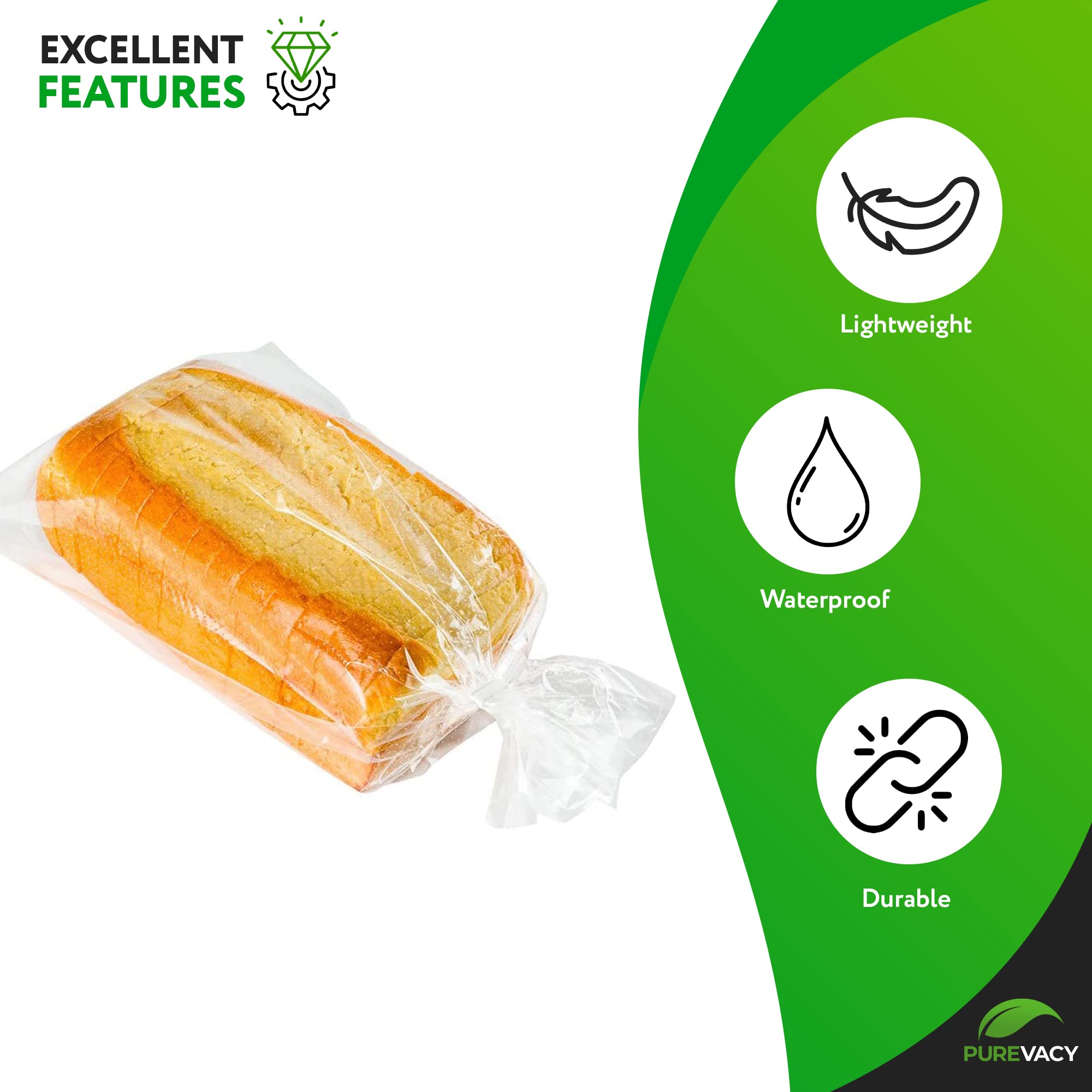 Gusseted Plastic Bread Bags 5x3x15 Inches - 1000 Pack Clear PE 1 Mil Waterproof Bread Storage Bags | Durable Food Packaging Bags for Bakeries, Restaurants & Home Use
