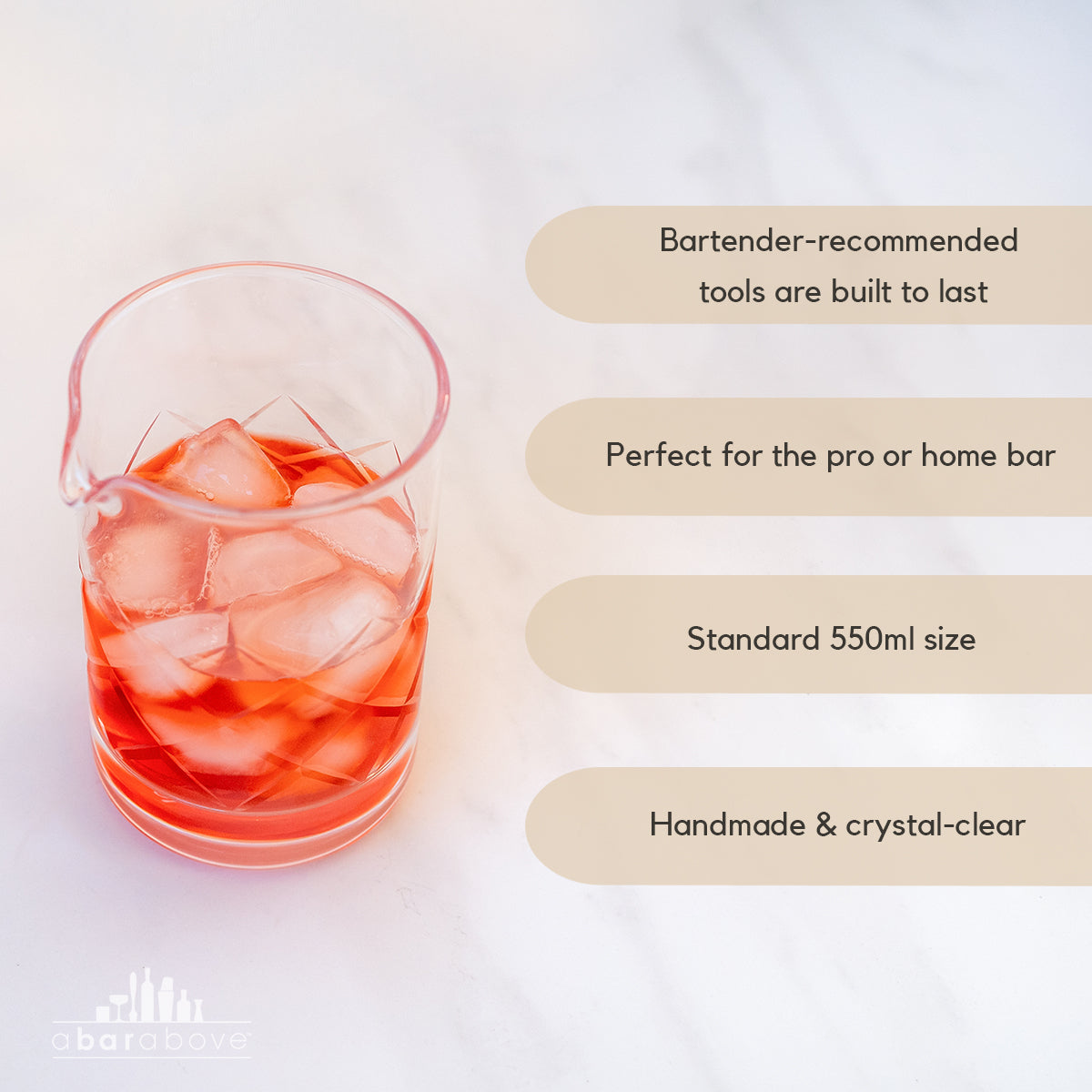 Premium Classic Cocktail Mixing Glass Bar Set - 16oz Borosilicate Glass with Spout & Heavy Base - Perfect for Mixing Martinis, Manhattans & Craft Cocktails at Home Bars & Professional Use