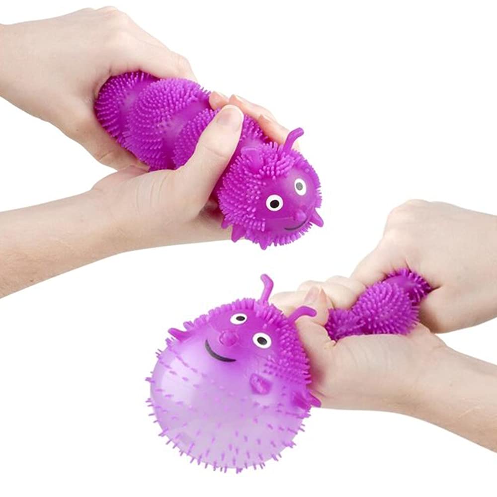ArtCreativity Puffer Caterpillar Squeeze Toys - Set of 6 Vibrant Stress Relief Sensory Toys for Kids, Fun Party Favors & Goodie Bag Fillers | Perfect for Birthday Parties, Classroom Rewards & Sensory Play