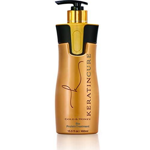 Keratin Hair Treatment with Gold & Honey Bio Protein – 15oz Formaldehyde-Free, Argan Oil Enriched for Silky Soft Hair | Repairs Dry, Damaged, Frizzy, Coarse, Curly & Wavy Hair | Professional Salon-Grade Straightening & Nourishing Complex – Perfect for Home Use & Professional Styling