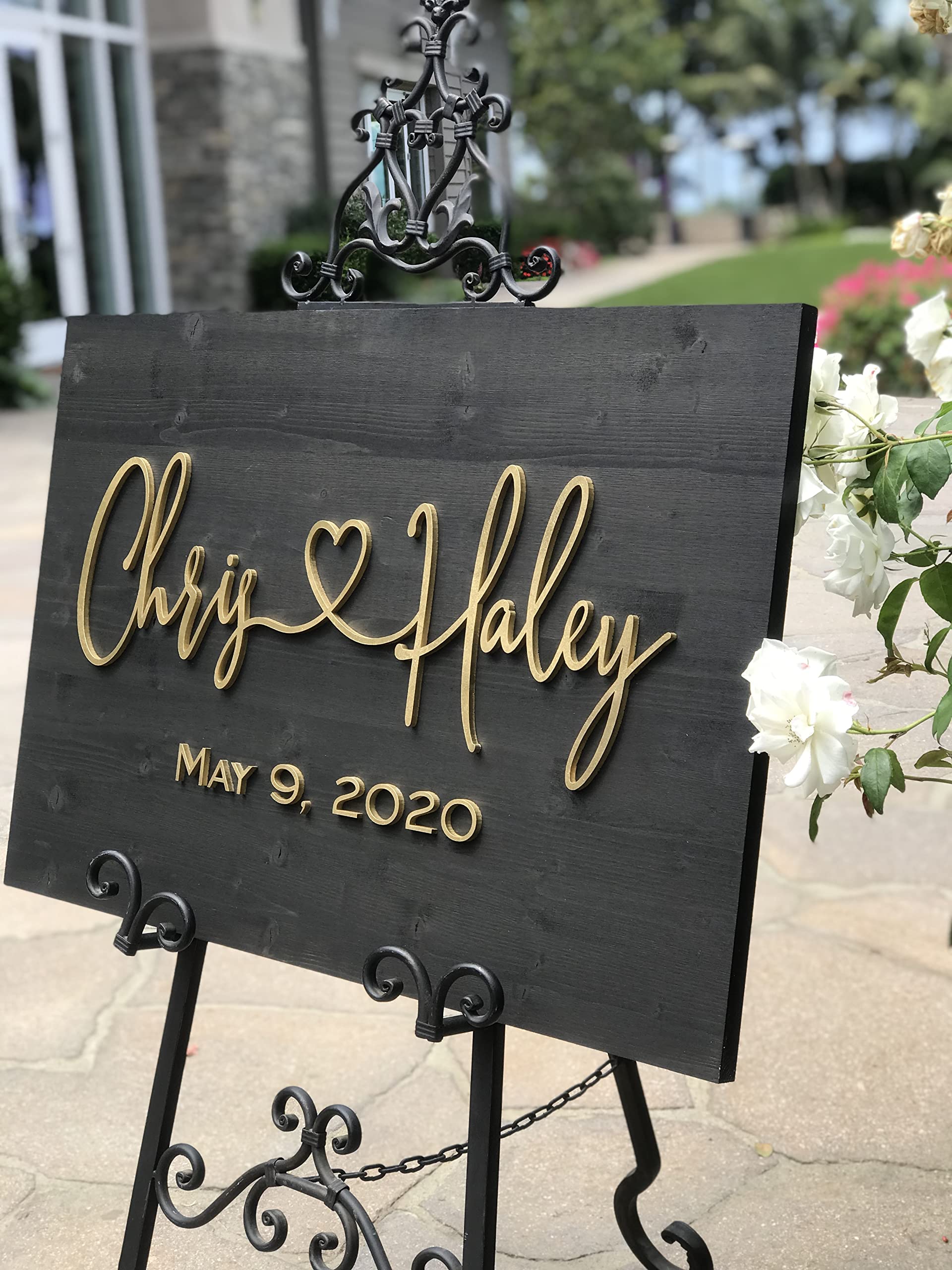 Custom 3D Wooden Wedding Welcome Sign - 12x18 Inches, Black & White Lettering - Perfect for Wedding Reception, Bridal Shower, and Anniversary Decor
