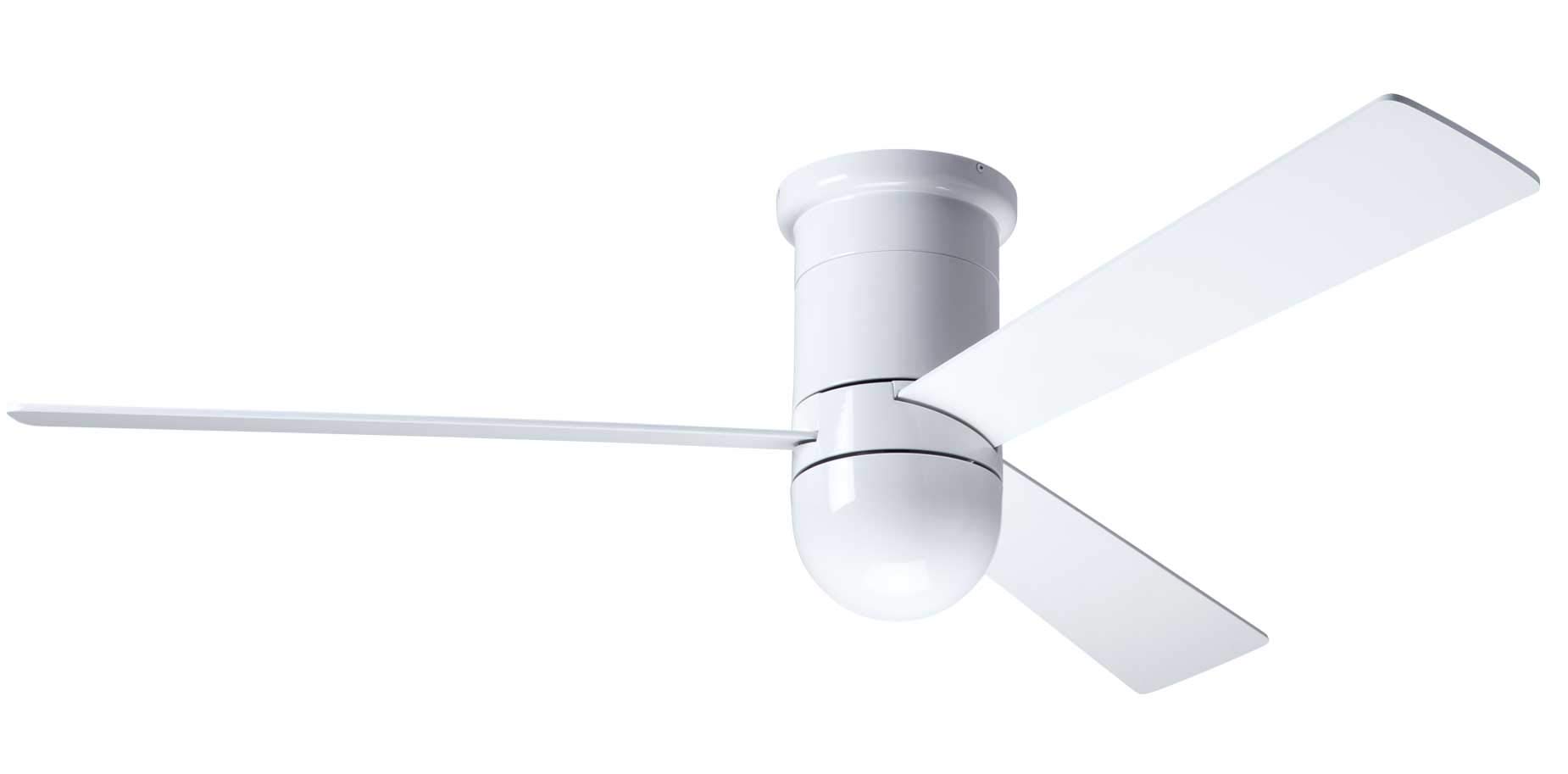 Cirrus Flush DC 50 Inch Gloss White Ceiling Fan with White Blades & Remote Control - Perfect for Living Rooms, Bedrooms, and Offices