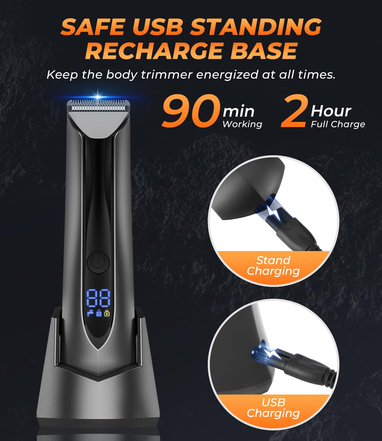 Electric Body Hair Trimmer for Men - Waterproof USB Rechargeable Groin & Ball Shaver with Ceramic Blades, Precision Grooming Kit for Male Hygiene | Perfect for Travel, Gym & Home Use