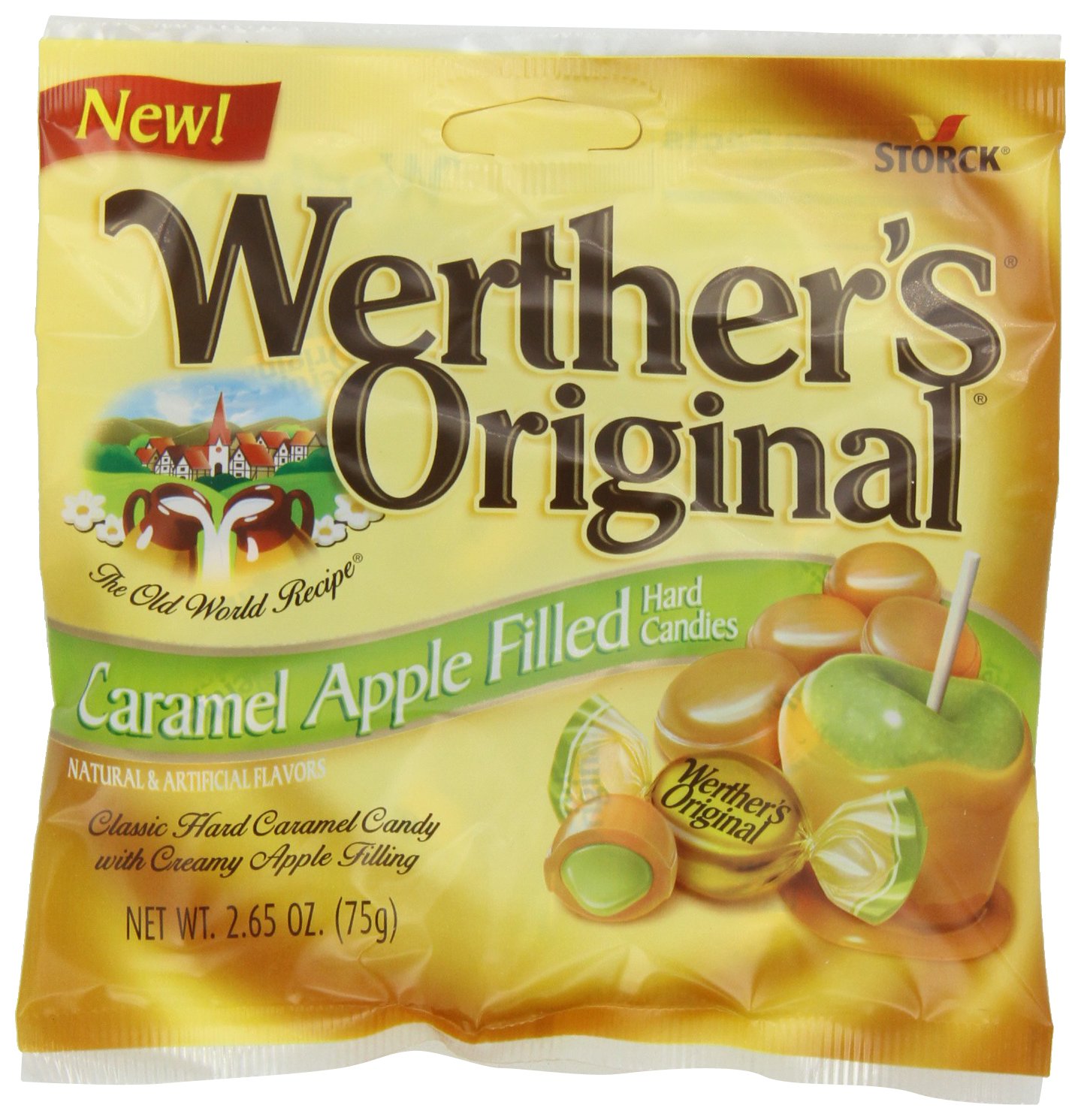 Werther's Original Caramel Apple Filled Hard Candy - 12 Pack (2.65oz Bags) | Bulk Individually Wrapped Caramel Sweets for Halloween, Christmas Party Favors & Office Treats