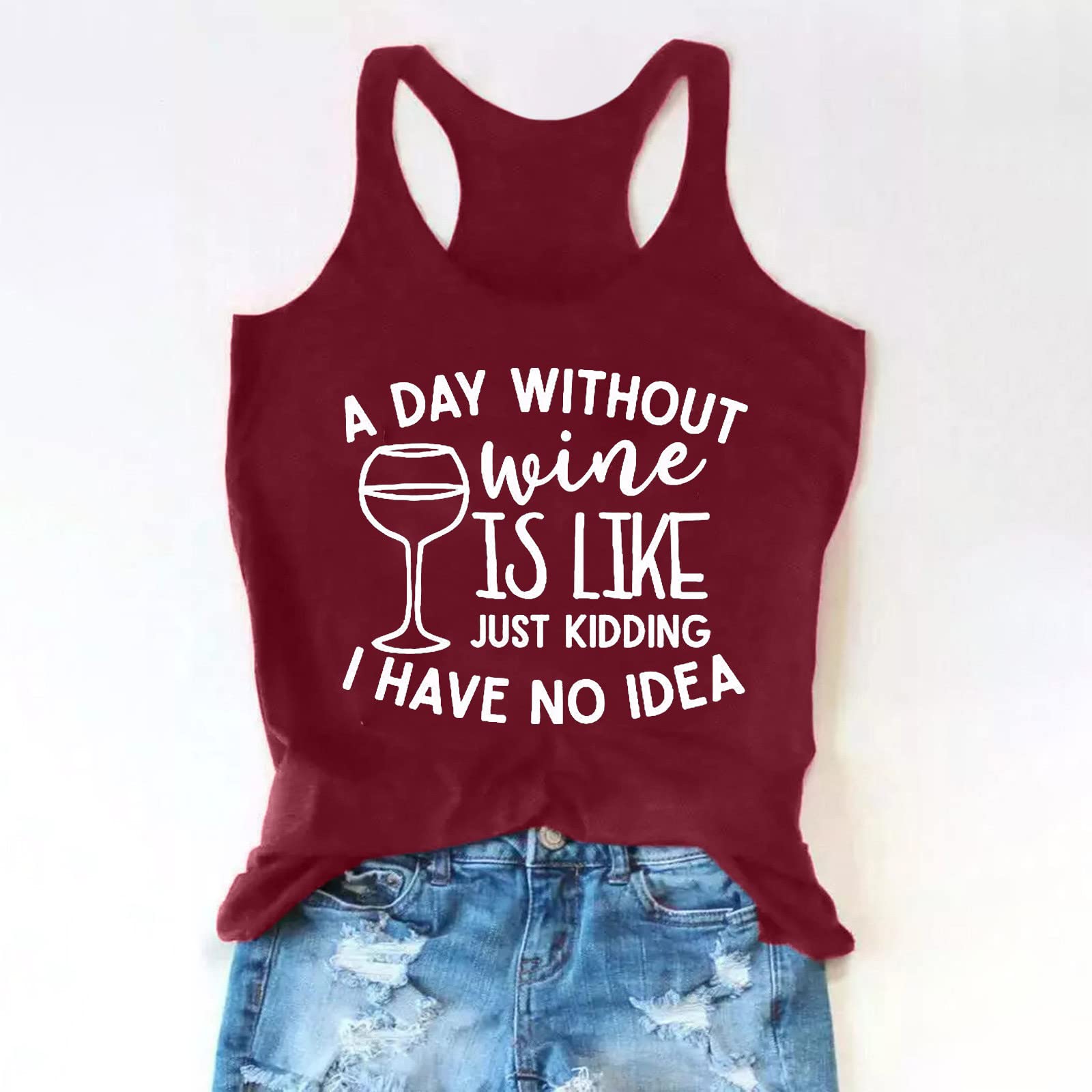 RKSTN Women's Tank Tops - Funny Wine Lover Sleeveless Summer T-Shirt & Casual Pullover Blouse for Women | Perfect for Beach, Vacation, Wine Tasting & Everyday Wear