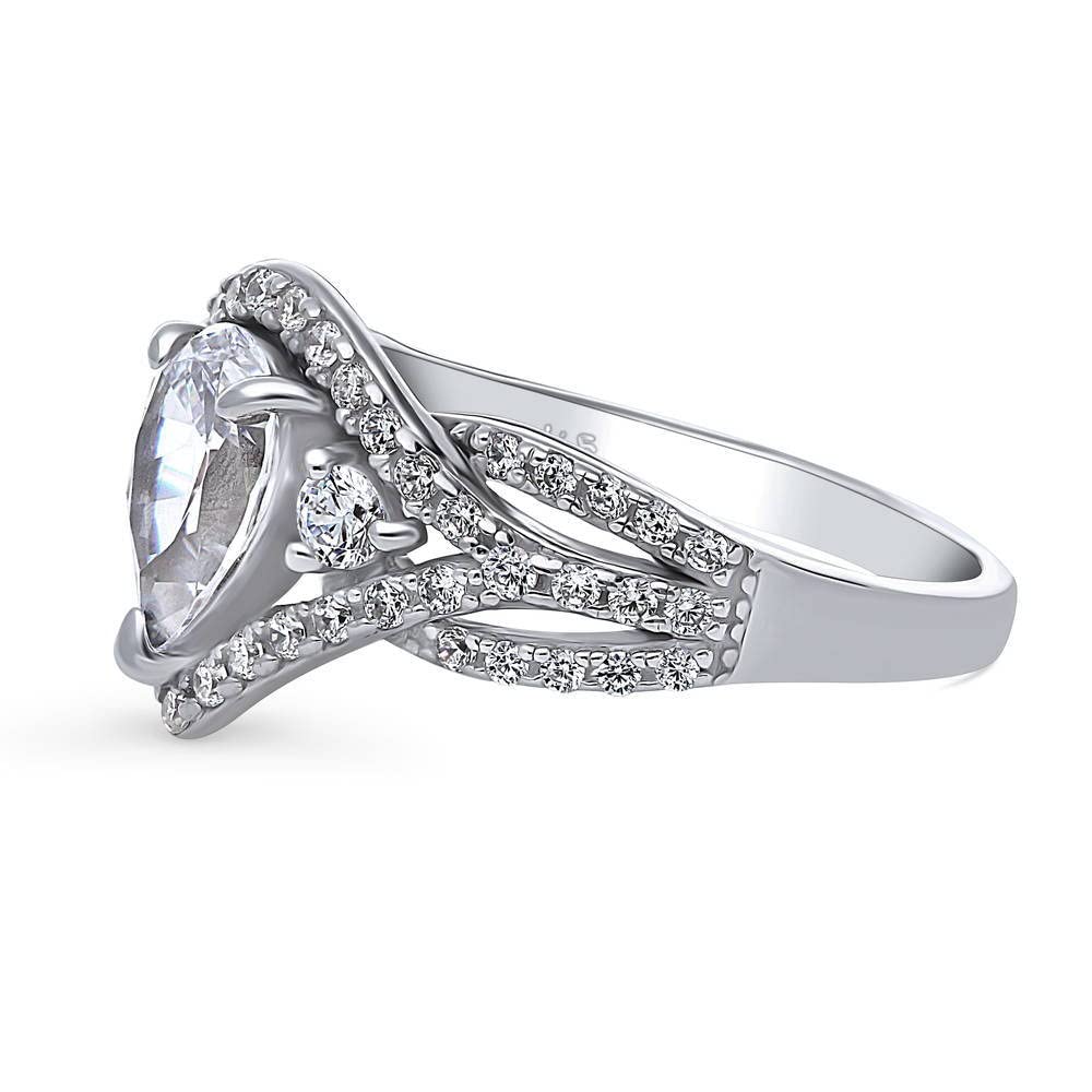 Sterling Silver Woven Wedding & Engagement Ring for Women - 1.3 Carat Cubic Zirconia CZ Statement 3-Stone Cocktail Ring, Rhodium Plated (Size 4-10) | Perfect for Bridal, Anniversary, Party & Special Occasions