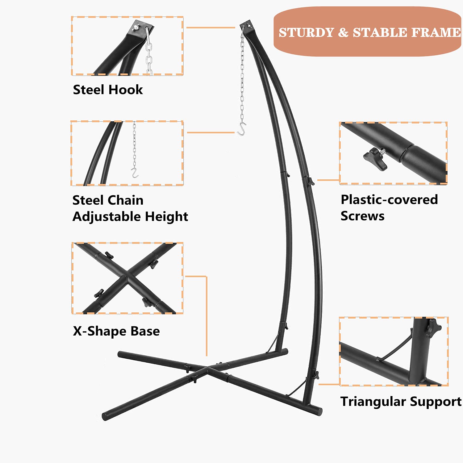X-Shaped Hanging Tree Tent with Swing Chair & Canopy - 330lb Capacity Steel Frame Hammock for Indoor/Outdoor Use - Perfect for Bedroom, Porch, Balcony & Garden Relaxation (Camouflage Pattern)