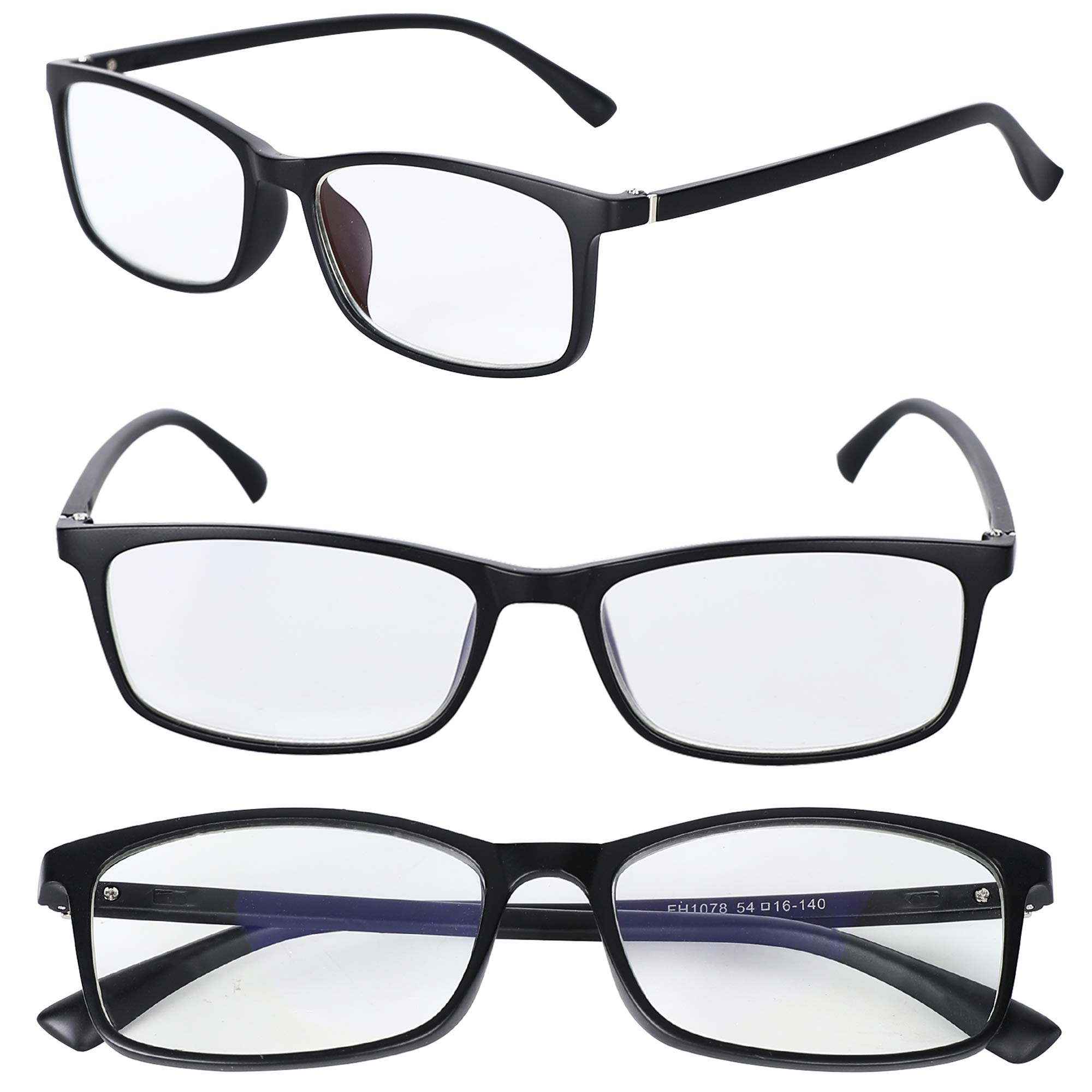 Blue Light Blocking Reading Glasses for Women & Men - TR90 Lightweight Anti-Eyestrain Computer Glasses with Case - Perfect for Office Work, Screen Time & Night Reading