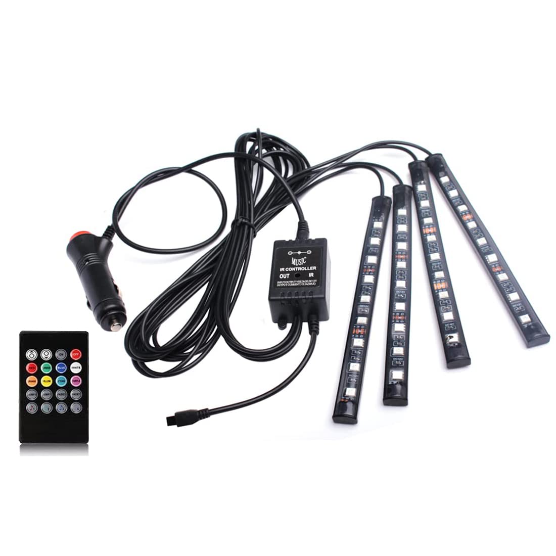 BLIAUTO 36 LED RGB Car Interior Neon Under Dash Lights Kit - Wireless Music Sync Ambient Footwell Lighting for Jeep, Truck (Perfect for Night Driving & Car Parties)