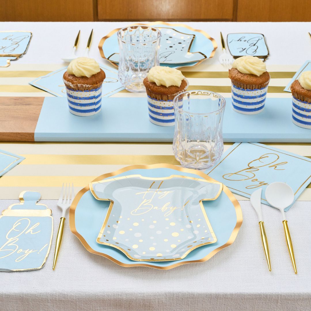 Hey Baby Blue Table Setting - Elegant Dinnerware Set for Baby Showers, Bridal Parties & Special Occasions | Perfect for Celebrations & Home Decor